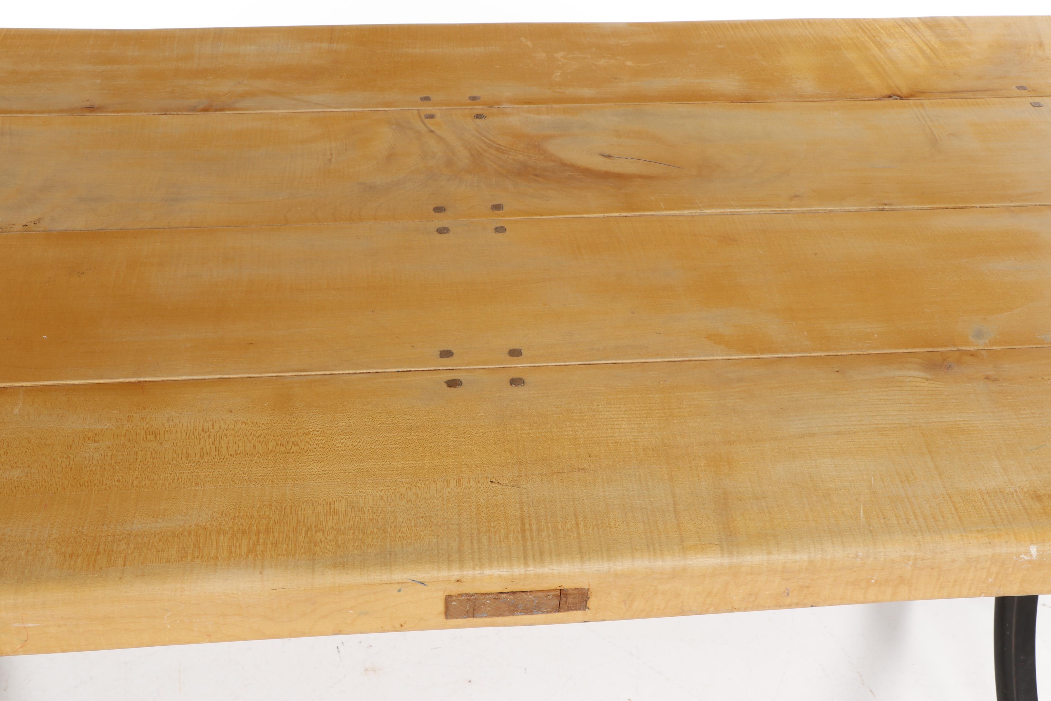 Wooden Table with Iron Base