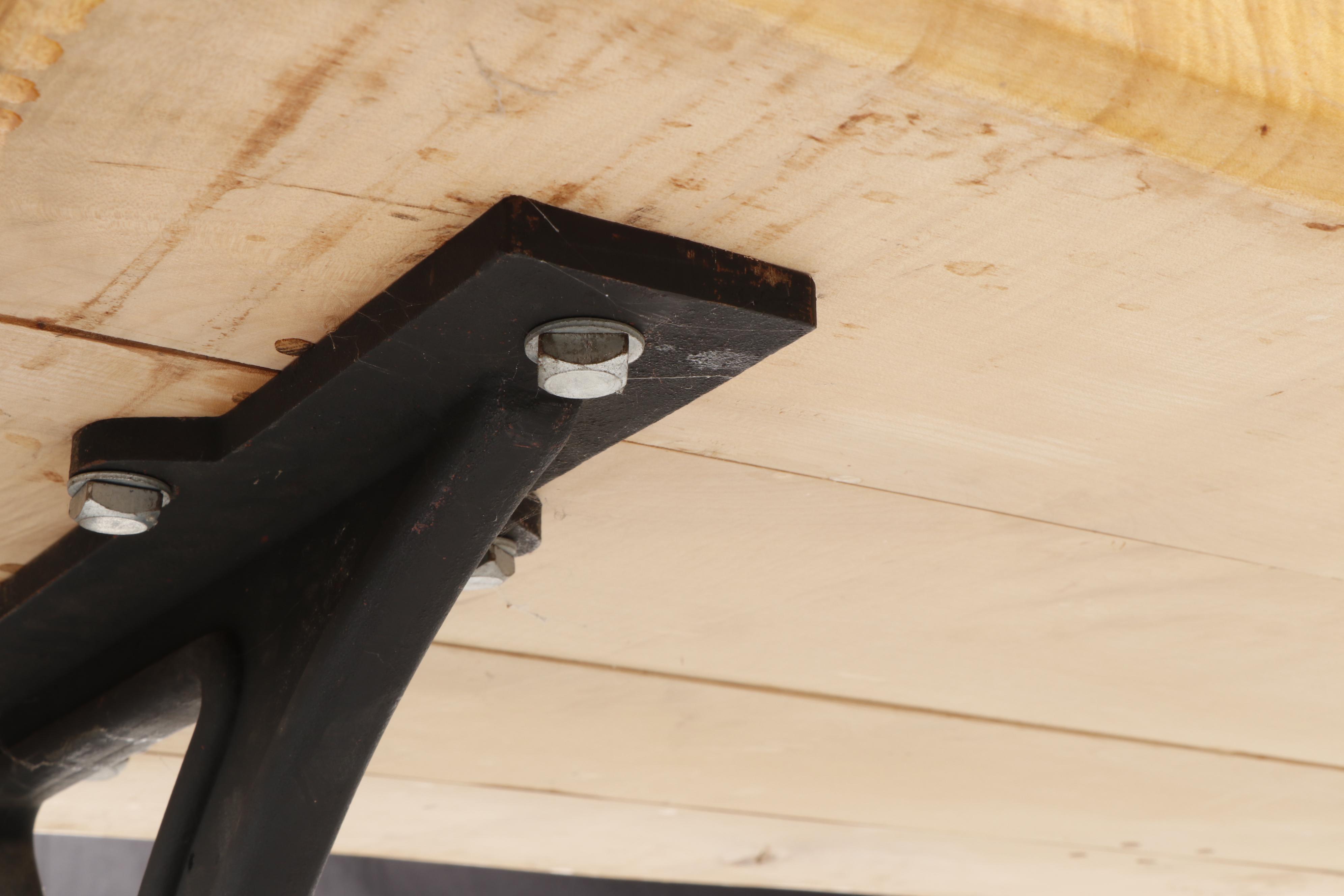 Wooden Table with Iron Base