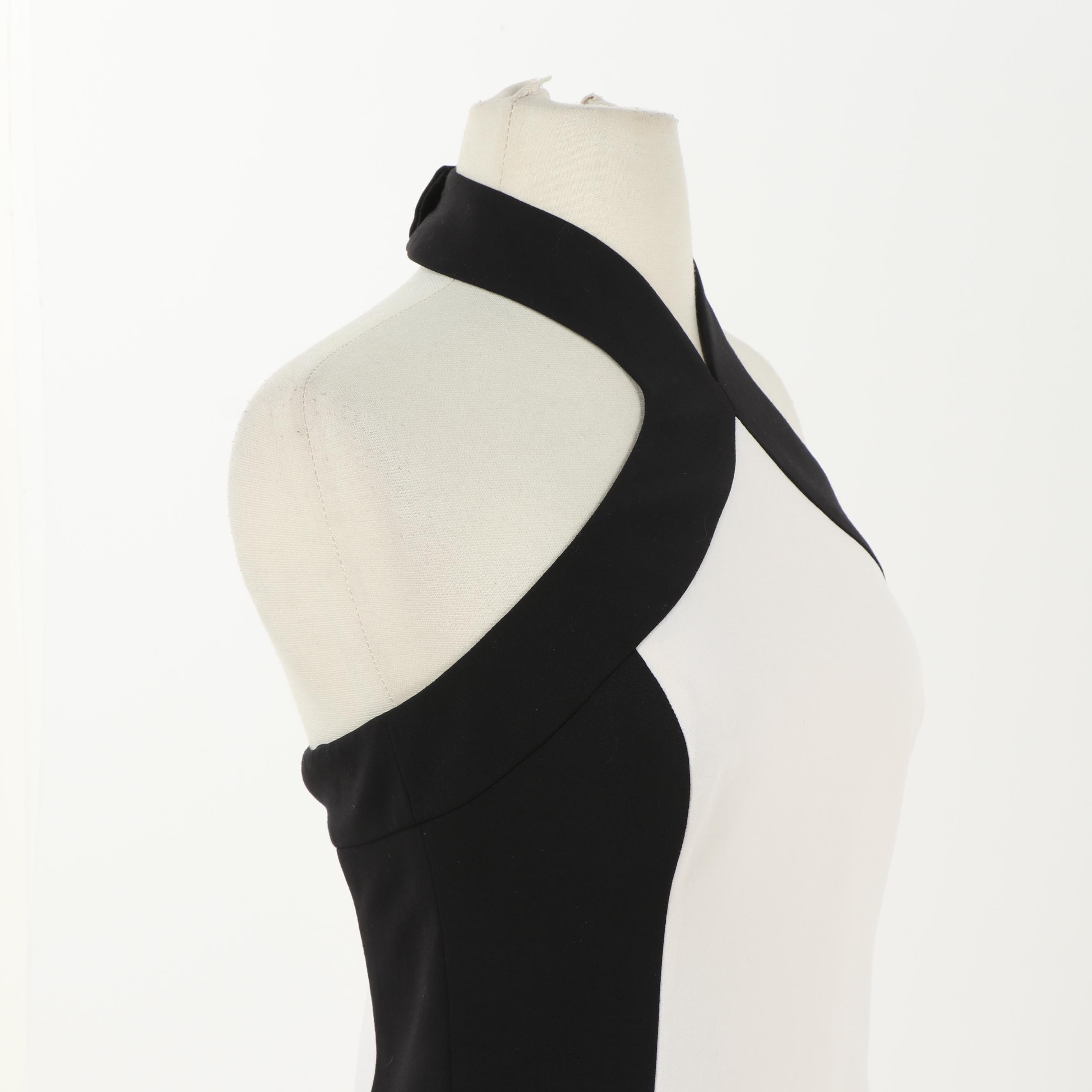 Jason Wu Resort 2013 Black and Cream Fitted Princess Seam Halter Dress