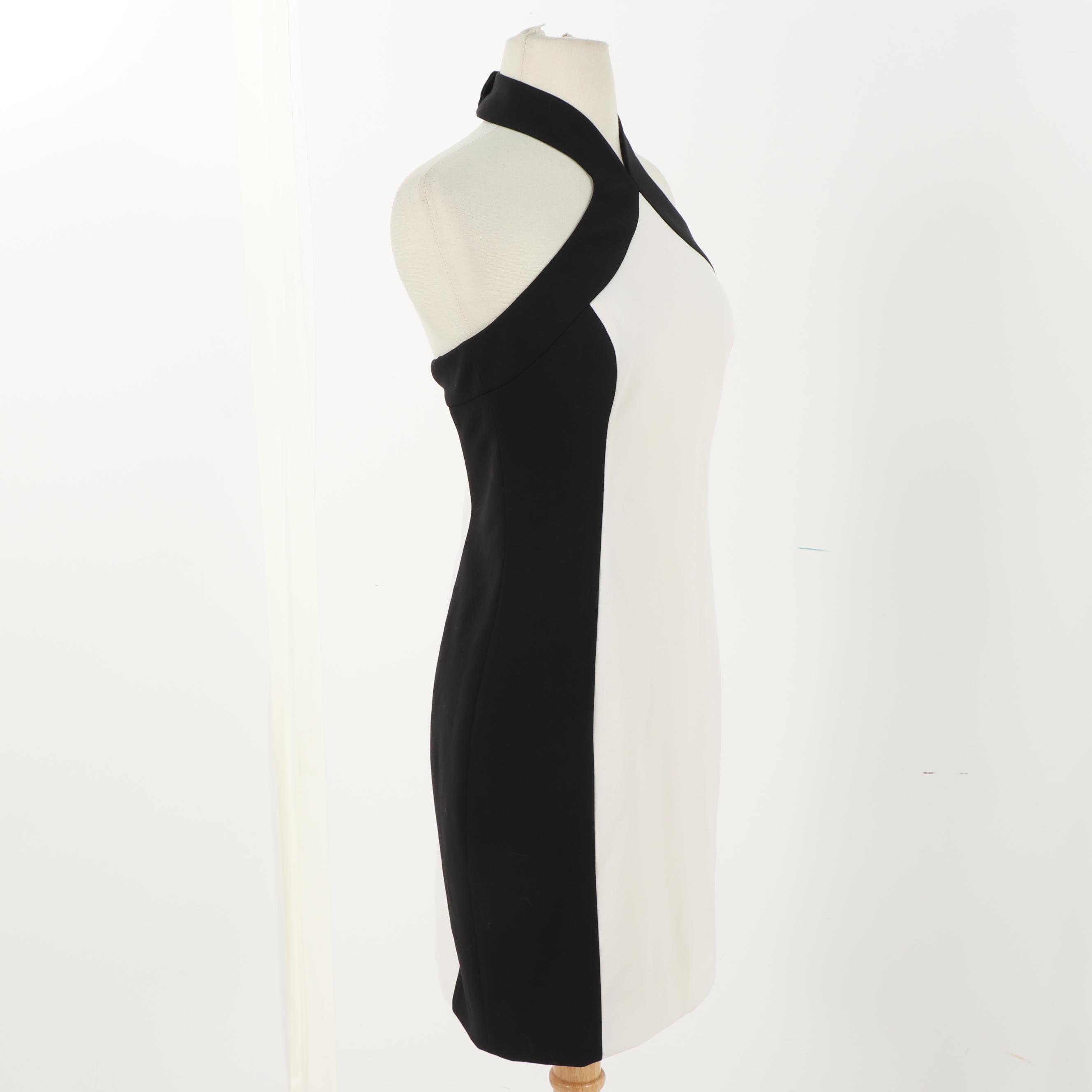 Jason Wu Resort 2013 Black and Cream Fitted Princess Seam Halter Dress