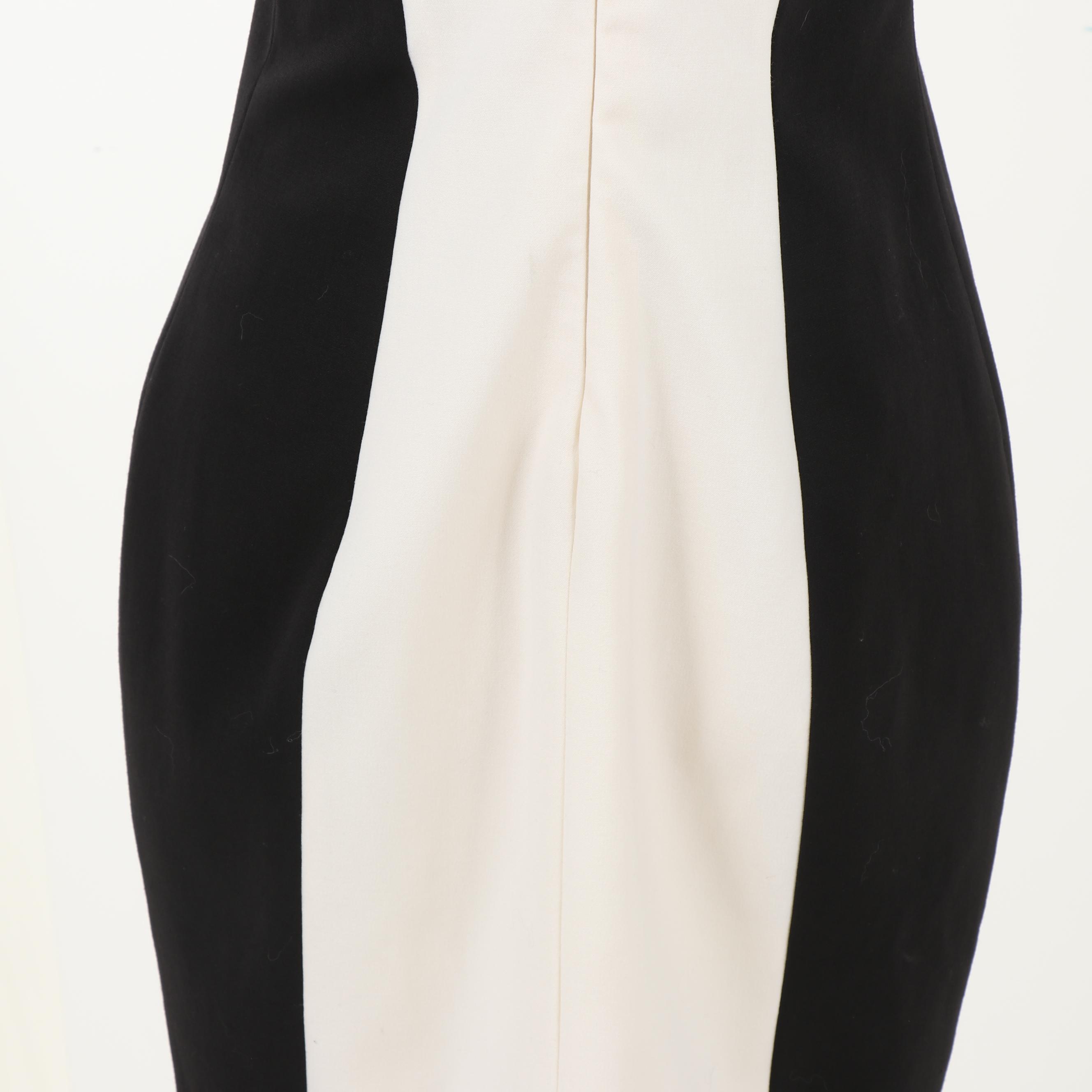 Jason Wu Resort 2013 Black and Cream Fitted Princess Seam Halter Dress
