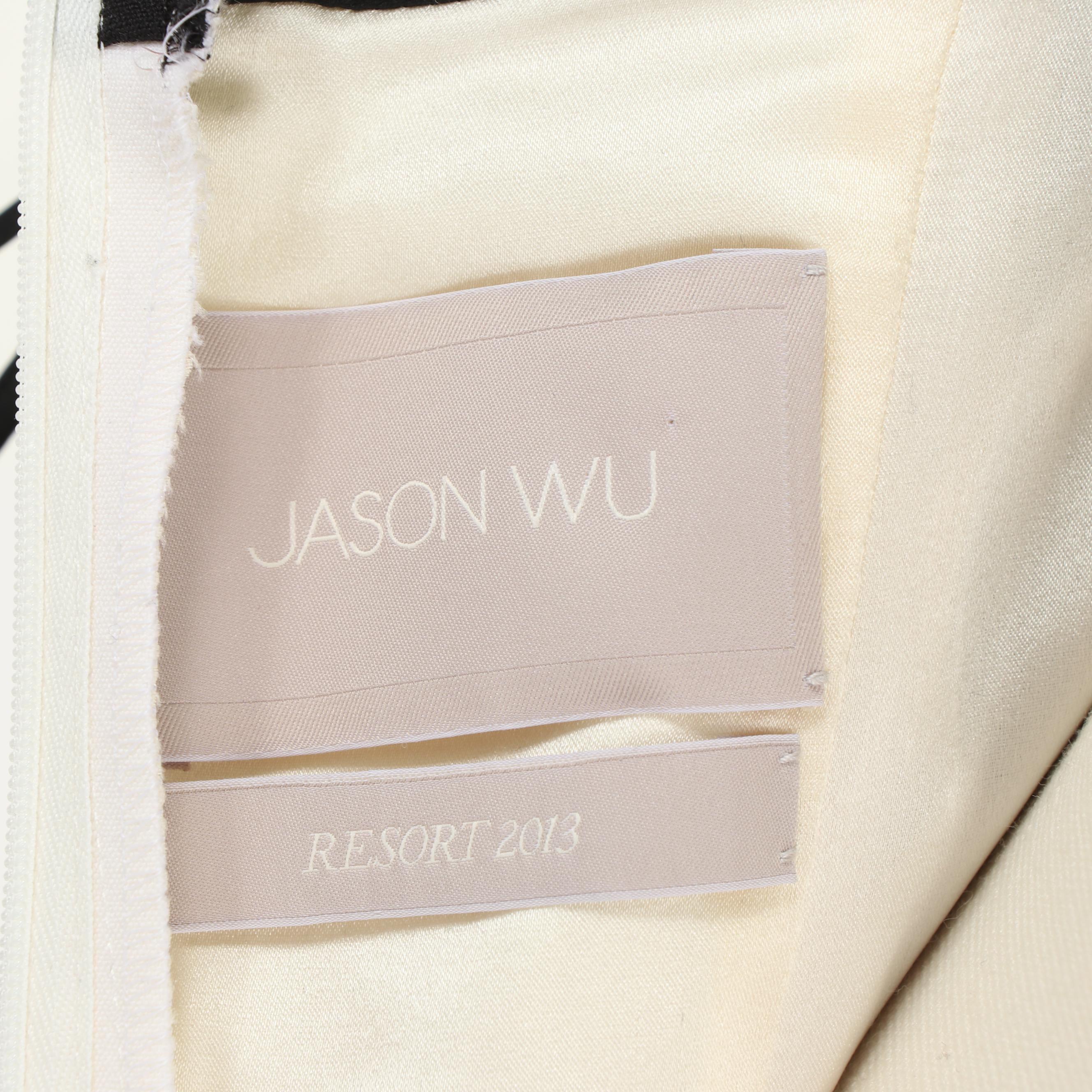 Jason Wu Resort 2013 Black and Cream Fitted Princess Seam Halter Dress