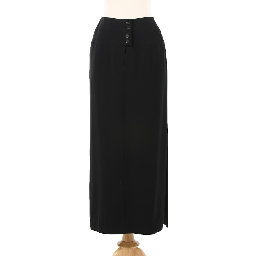 Chanel Boutique Black Maxi Skirt with Side Slit