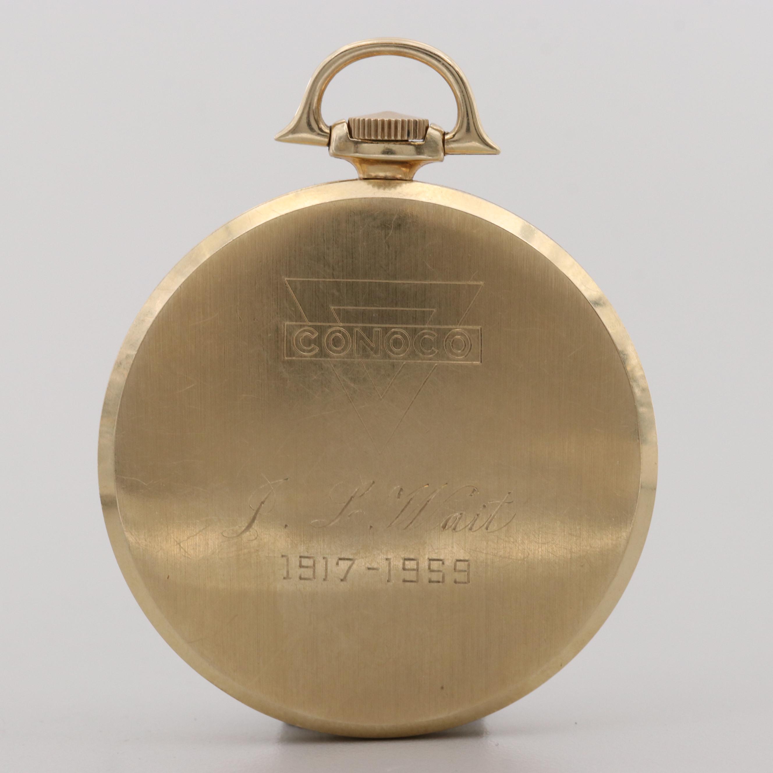 Vintage Lord Elgin 14K Yellow Gold Open Face Pocket Watch