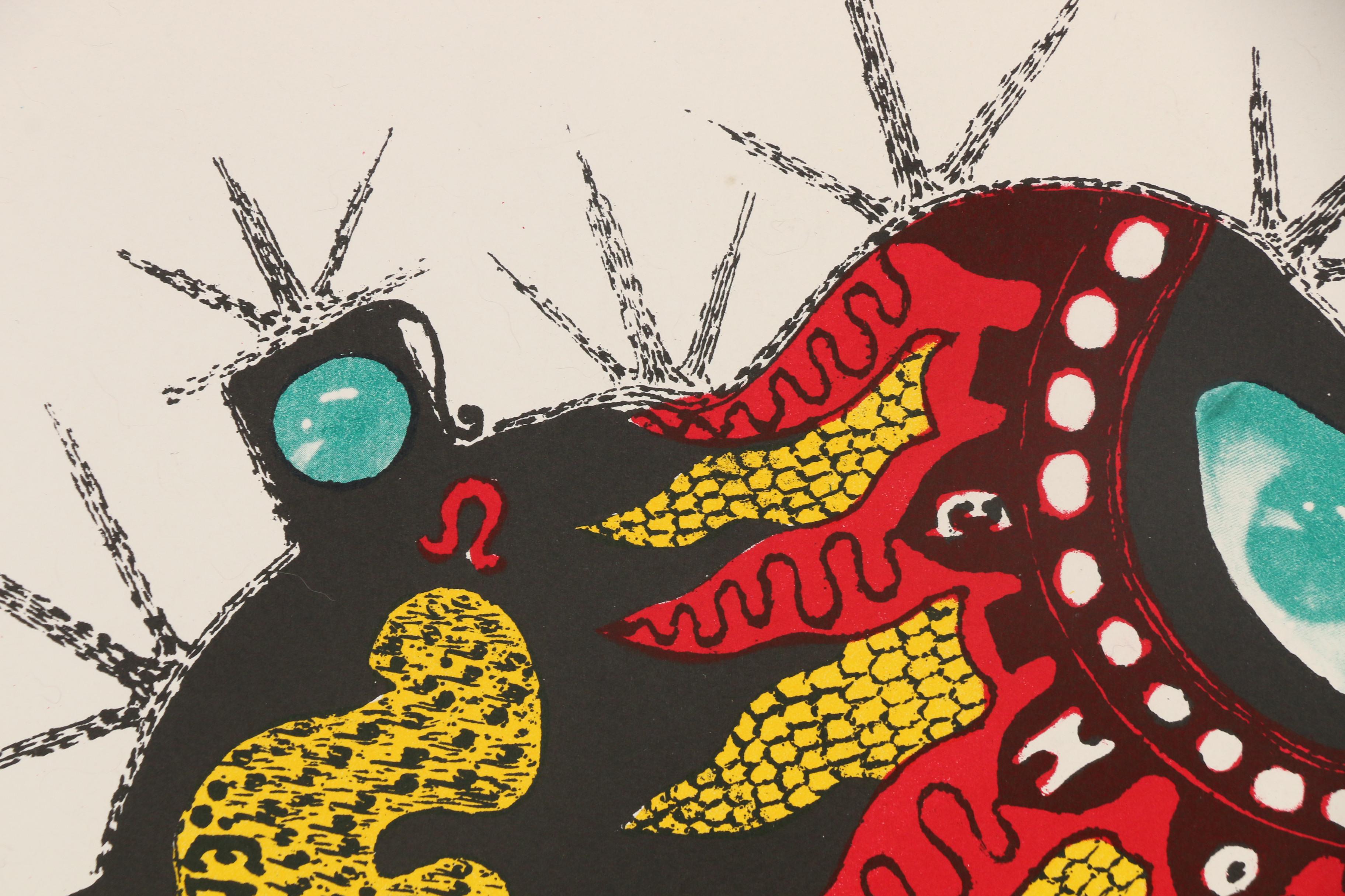 Guy Harloff 1972 Lithograph "Forme Libre Noire"