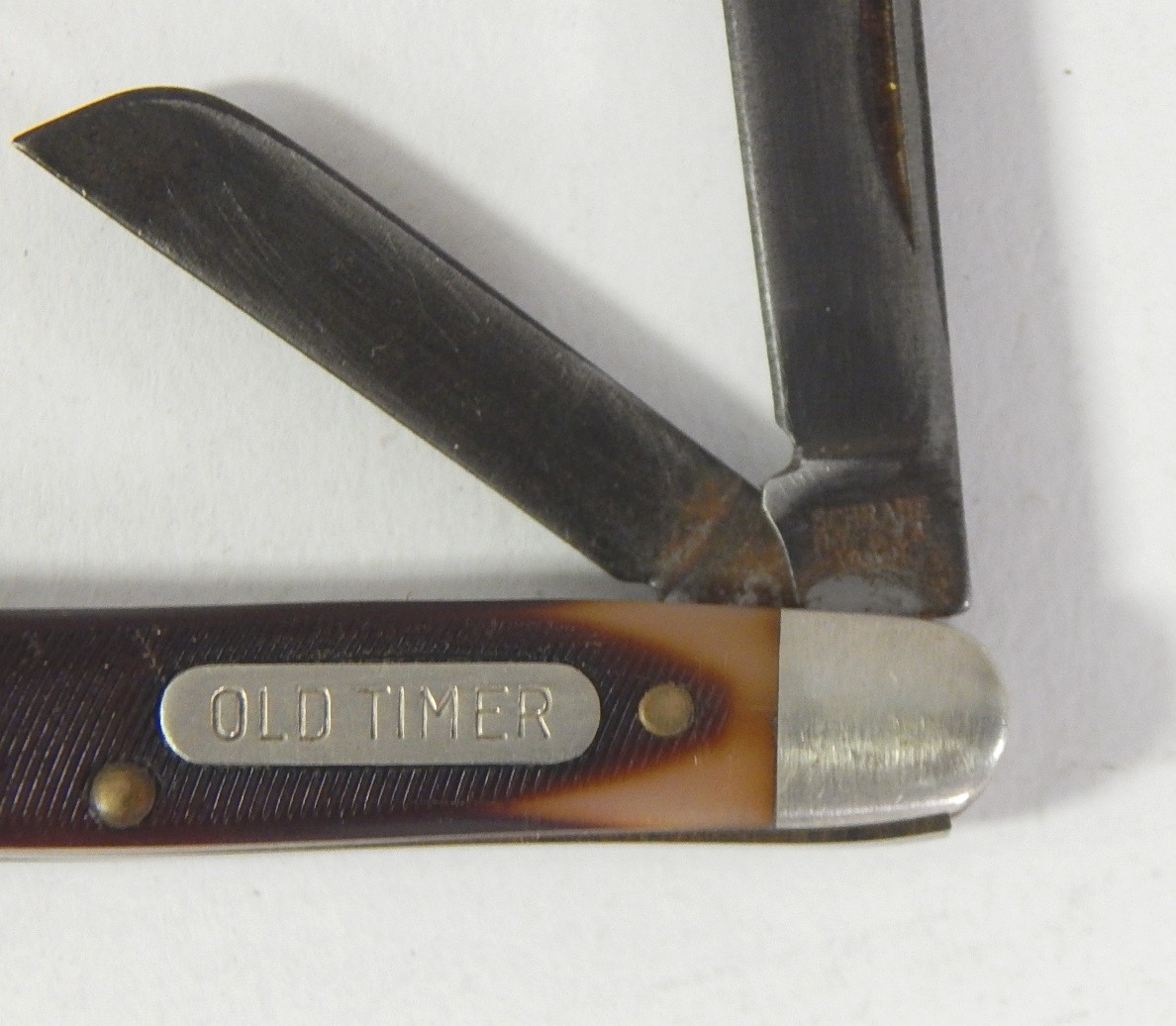 "Old Timer" Schrade 1080T Folding Knife and White Tail Cutlery Hand Made Knife