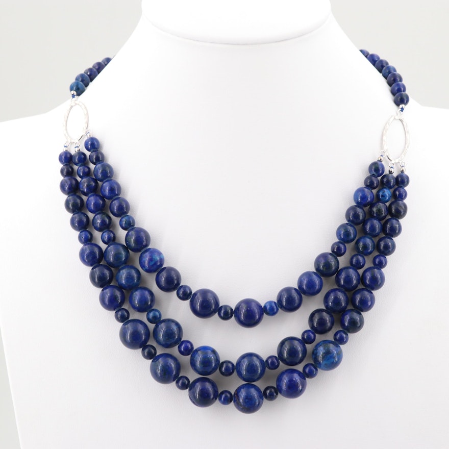 Sterling Silver Dyed Lapis Lazuli Necklace