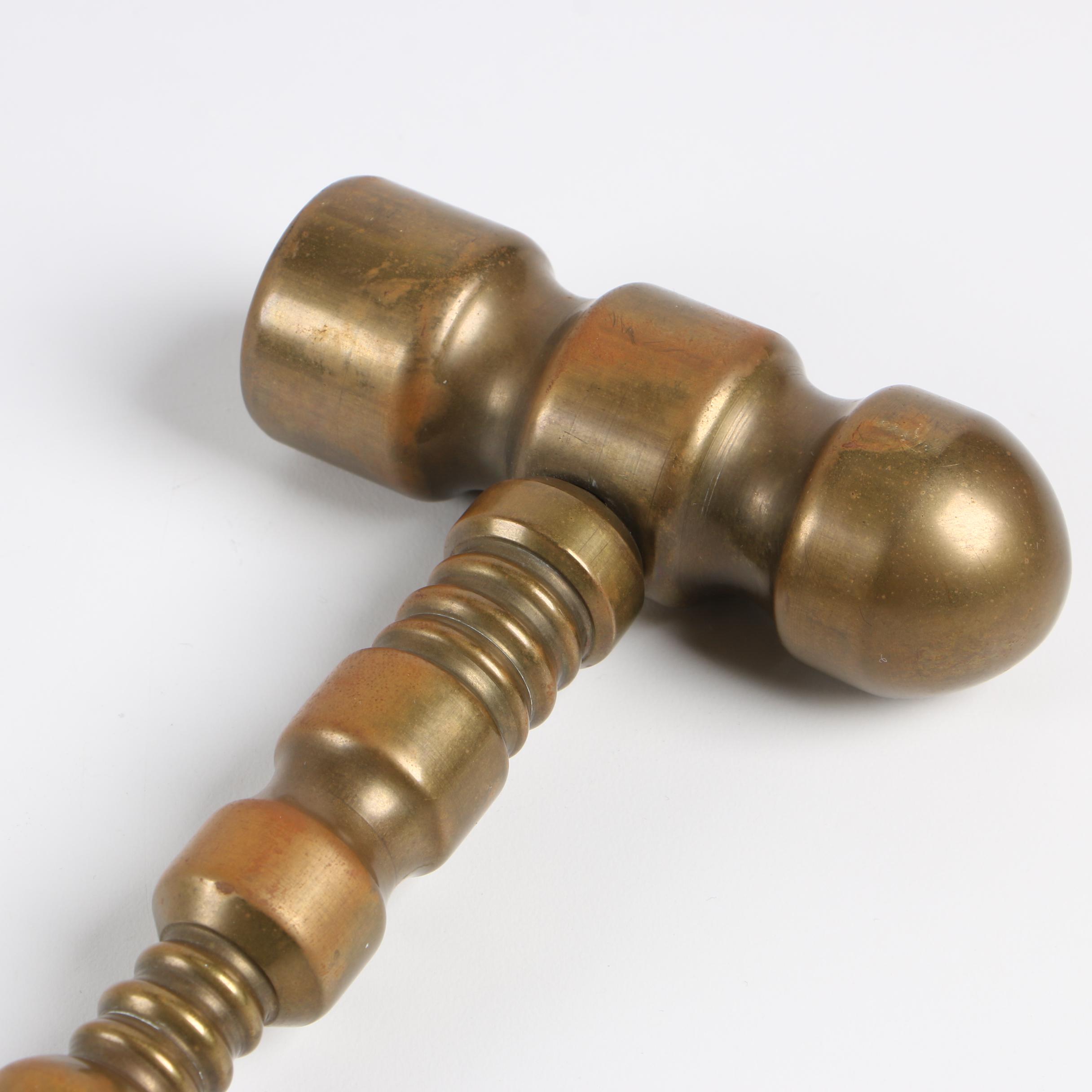 Solid Brass Ball Peen Hammer with Detachable Handle