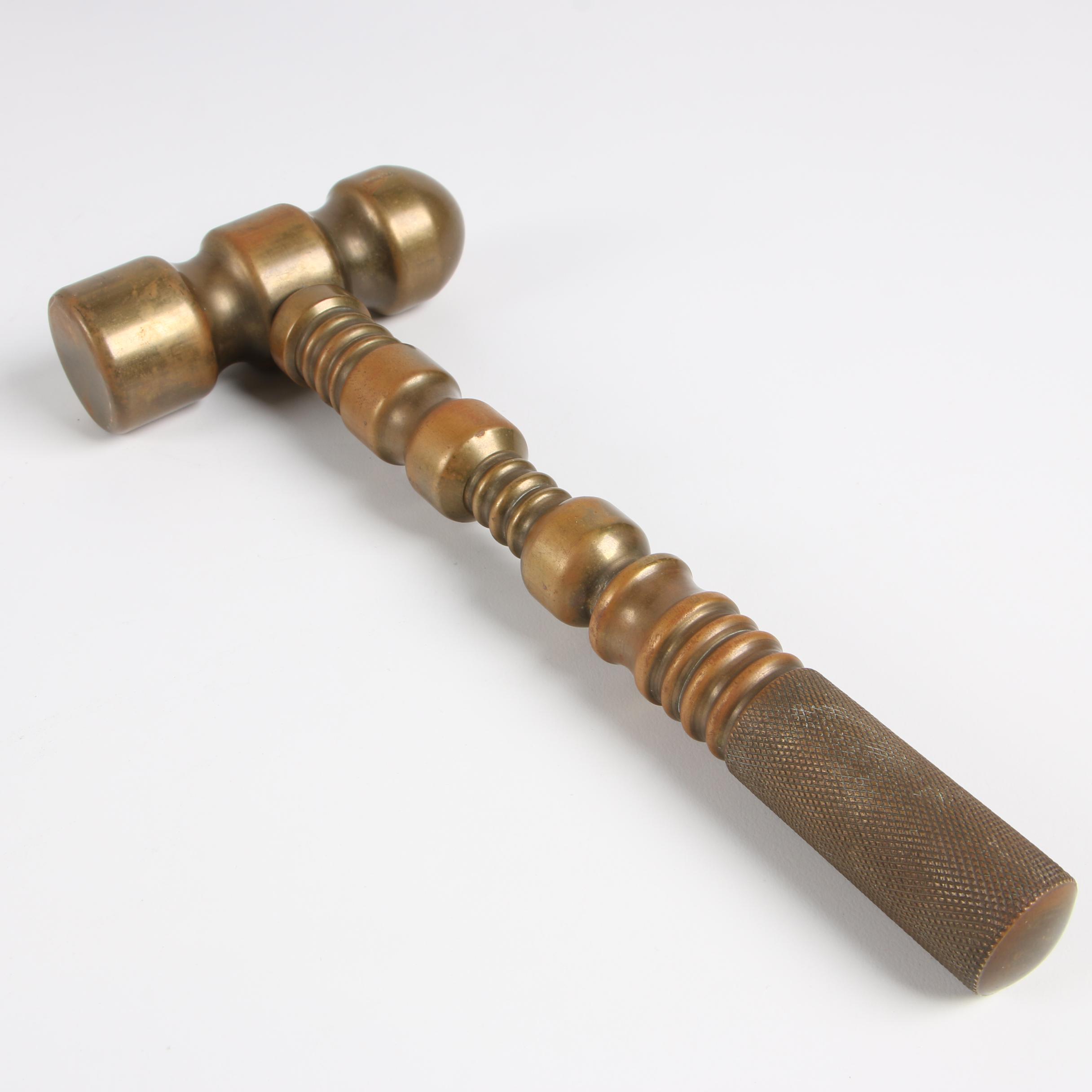 Solid Brass Ball Peen Hammer with Detachable Handle