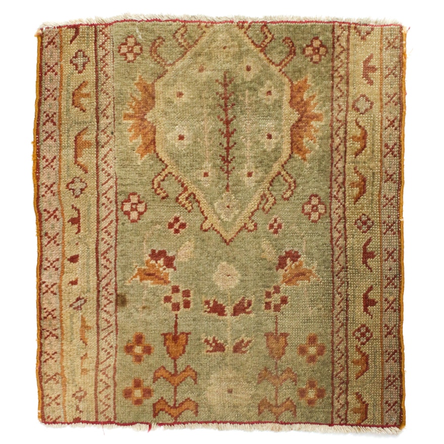 2'1 x 2'5 Hand-Knotted Turkish Oushak Rug Fragment, Circa 1920