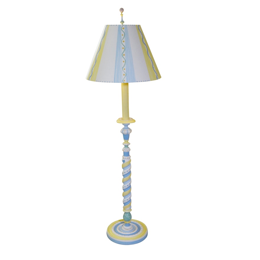 Painted Turned Spindle Floor Lamp with Matching Shade