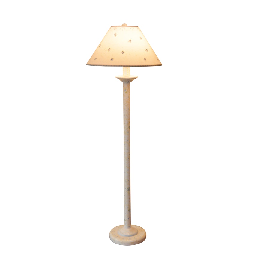 Painted Wooden Floor Lamp with Matching Shade