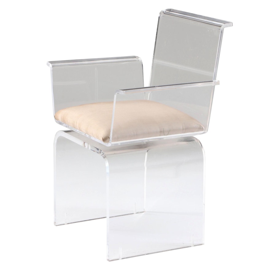 Contemporary Clear Acrylic Swivel Arm Chair