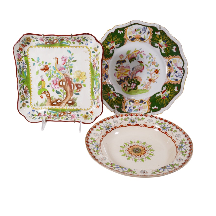 Copeland and Mason's Ironstone Decorative Wall Plates with Bowl