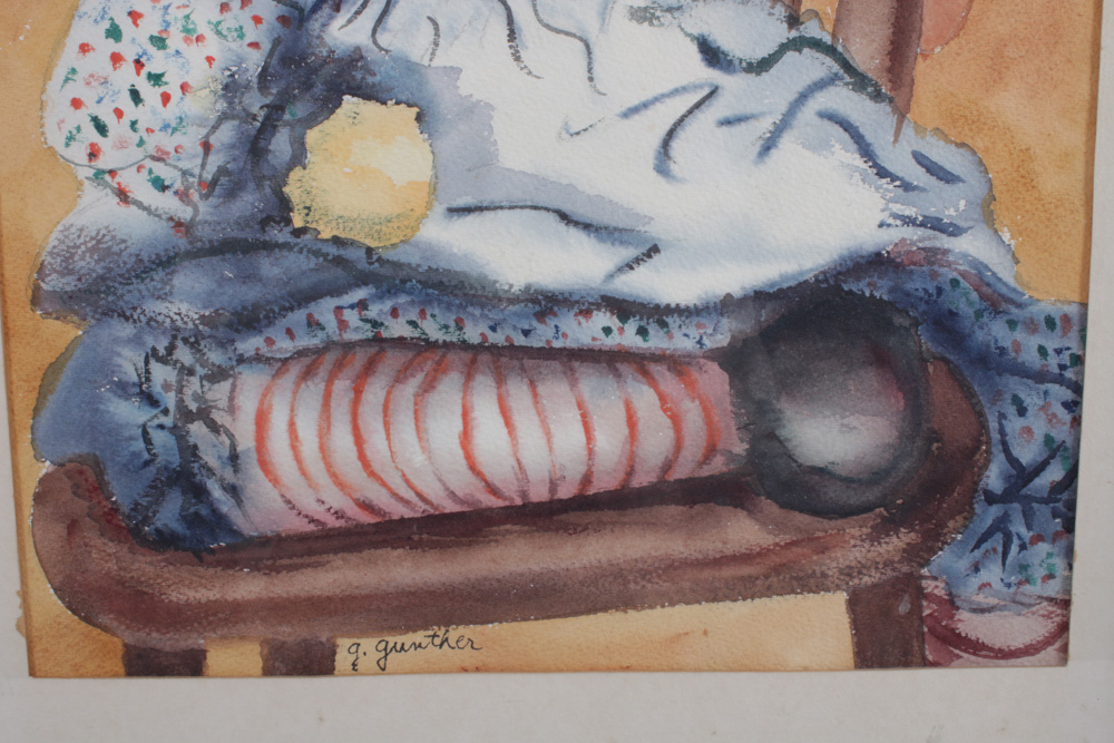 G. Gunther Watercolor Painting of Raggedy Ann Doll