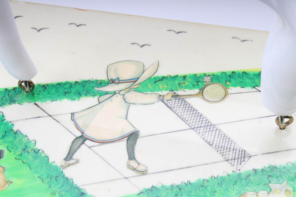 "Billie" Ross of the Palm Beaches Decoupage Tennis Wood Box Purse, Vintage