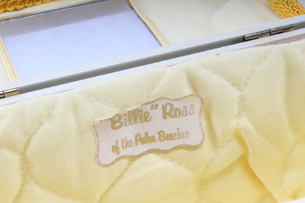 "Billie" Ross of the Palm Beaches Decoupage Tennis Wood Box Purse, Vintage