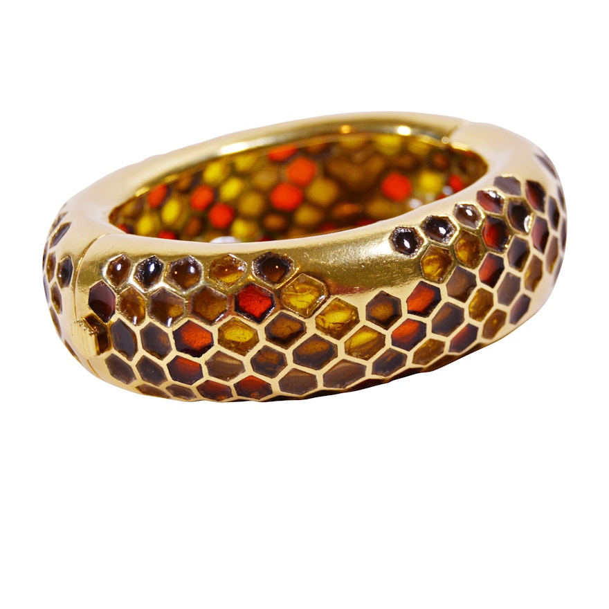 Angela Cummings 18K Gold Honeycomb Plique-à-jour Bangle