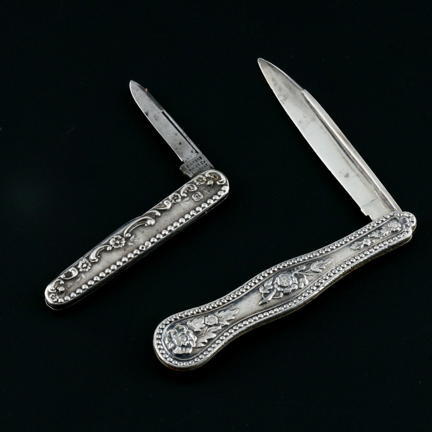 Sterling Silver and Steel Antique Fruit Knives