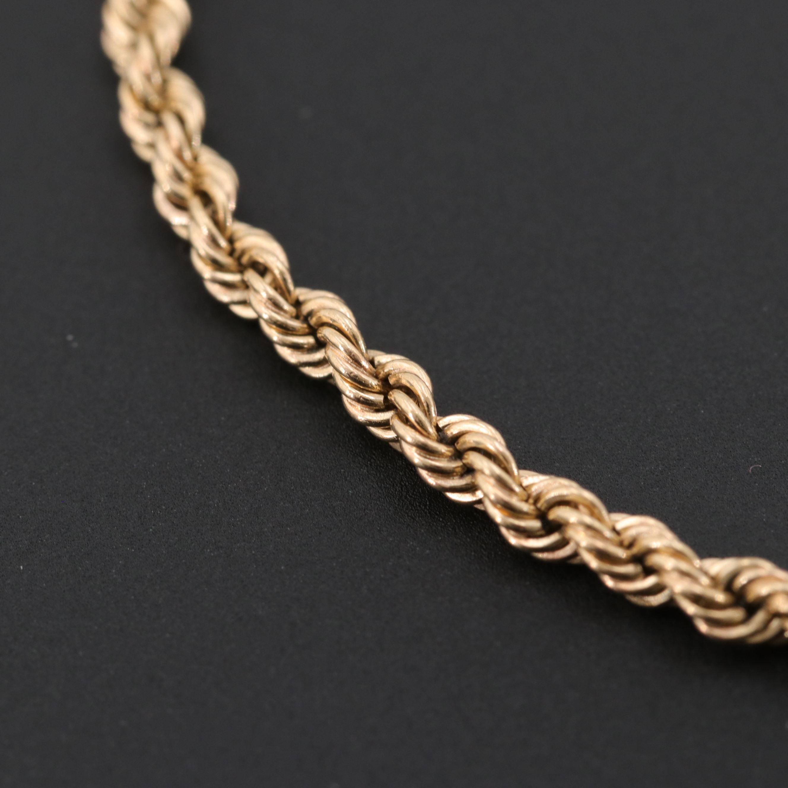 10K Yellow Gold Rope Chain Bracelet
