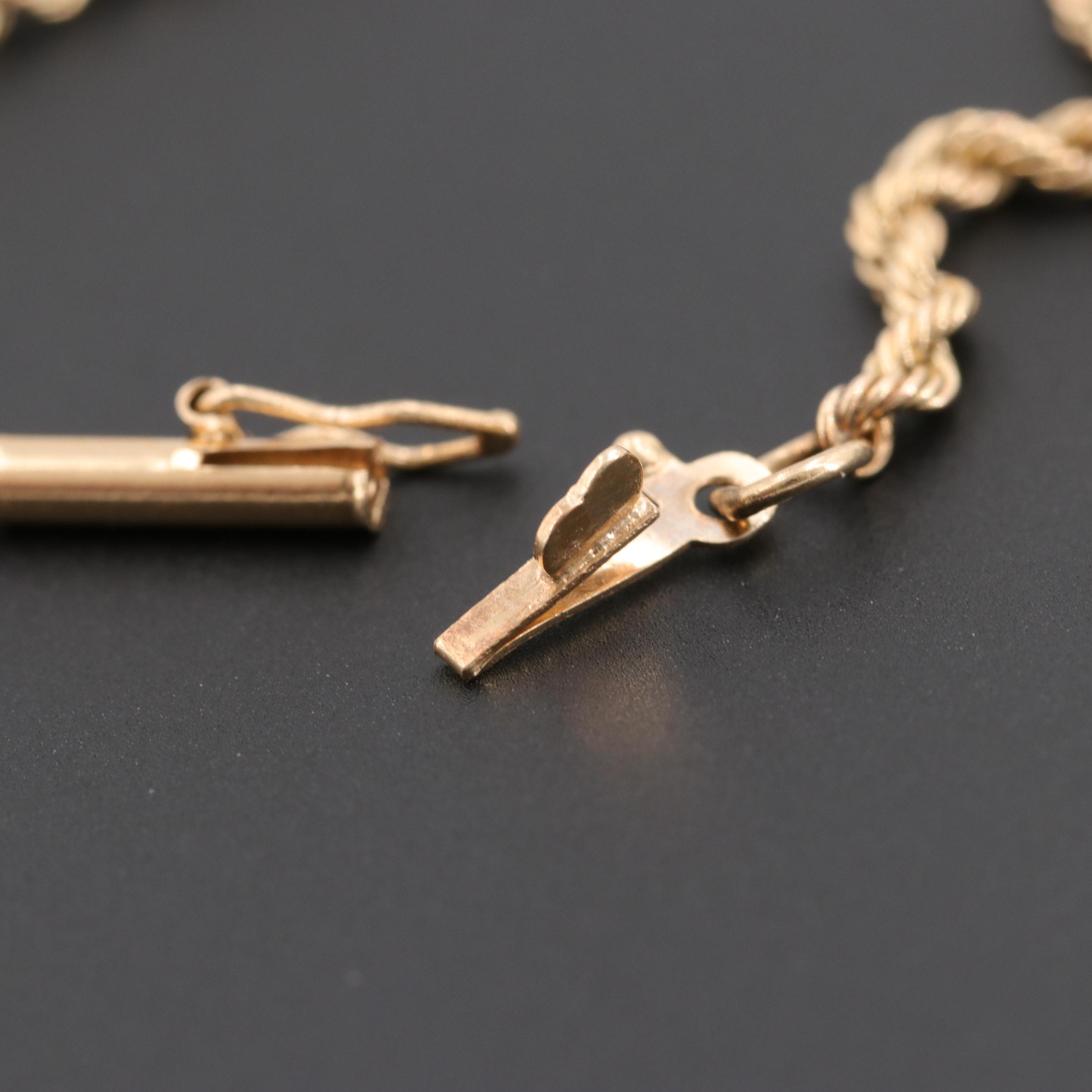 10K Yellow Gold Rope Chain Bracelet