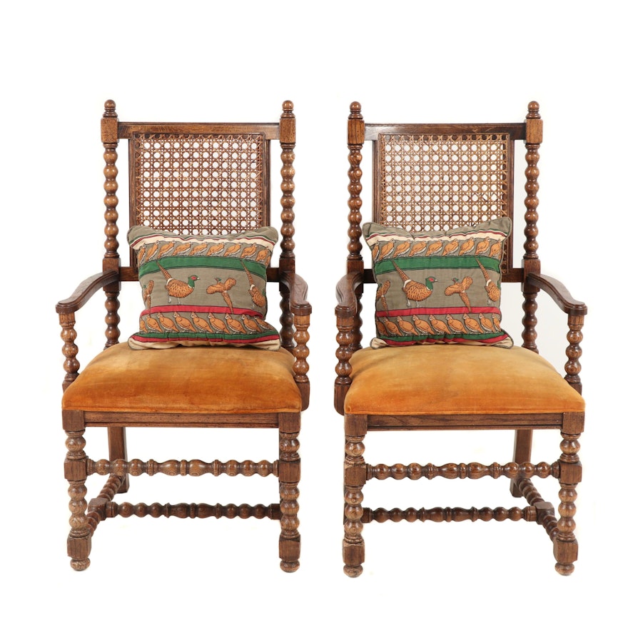 Pair of Century Furniture Company Wicker Back Armchairs