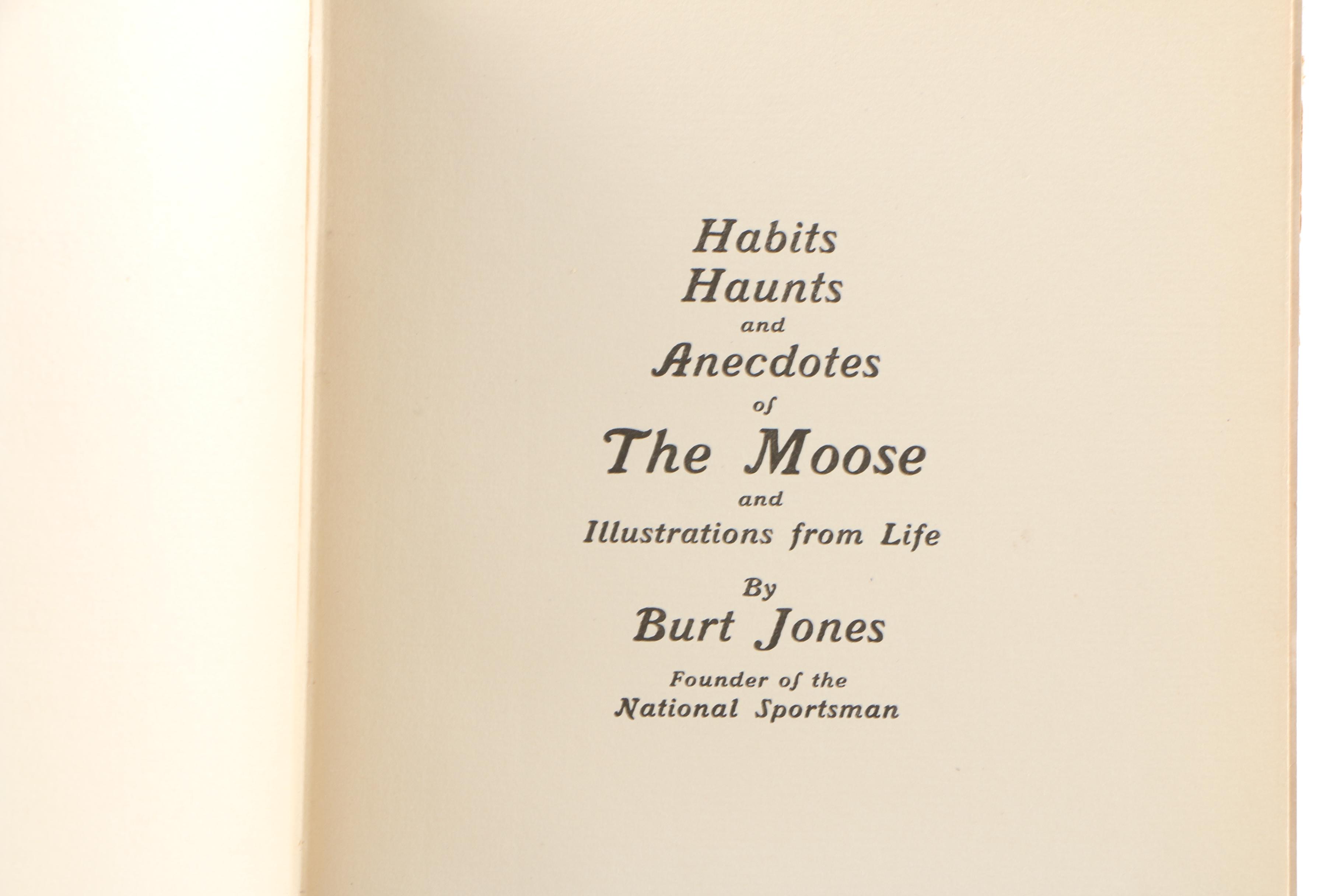 Books on Moose featuring 1920 "The Moose Book" by Samuel Merrill