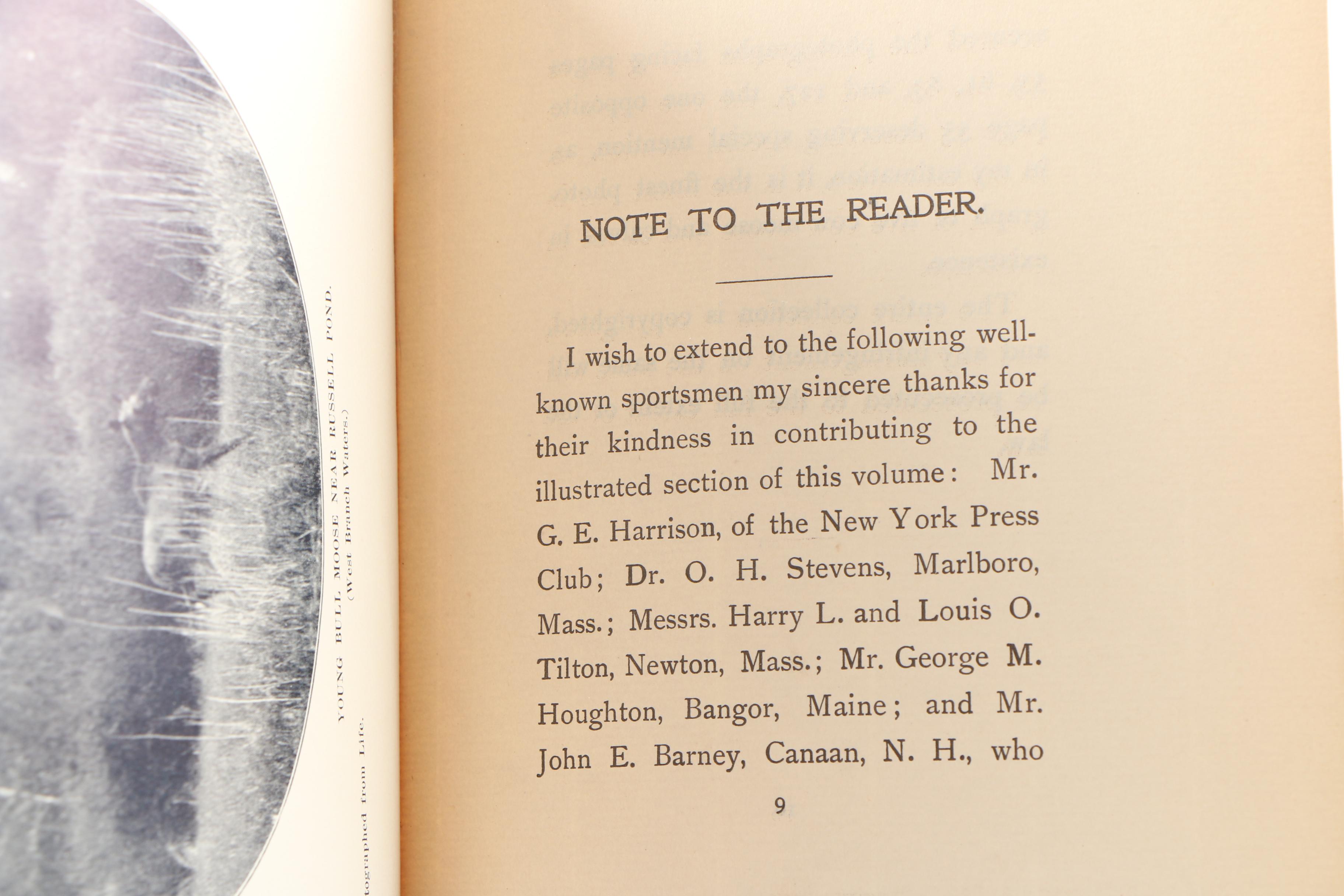 Books on Moose featuring 1920 "The Moose Book" by Samuel Merrill
