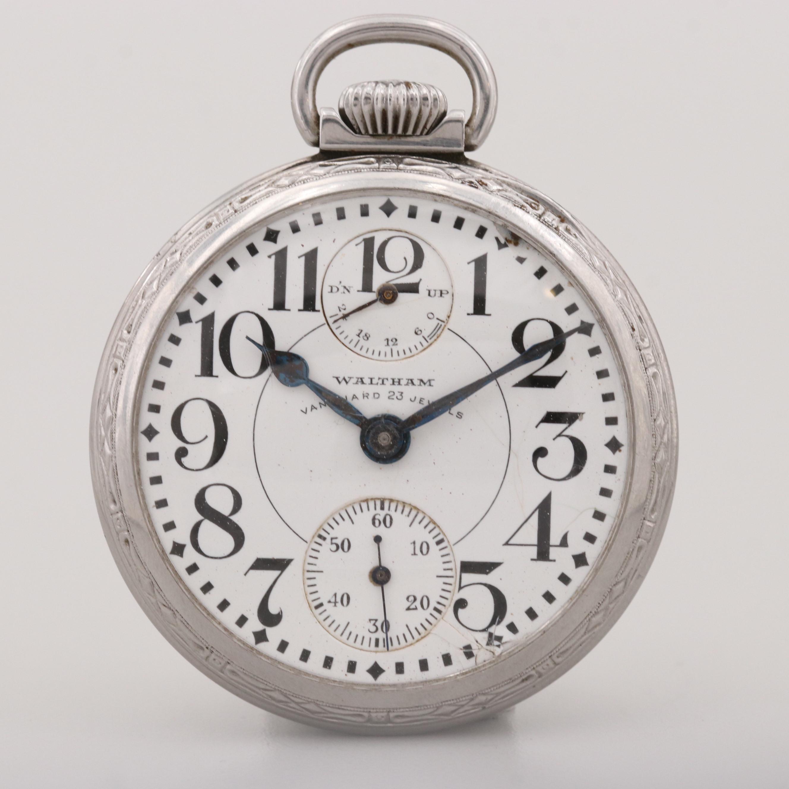 Vintage Waltham Vanguard Up & Down Railroad Grade Pocket Watch, 1935