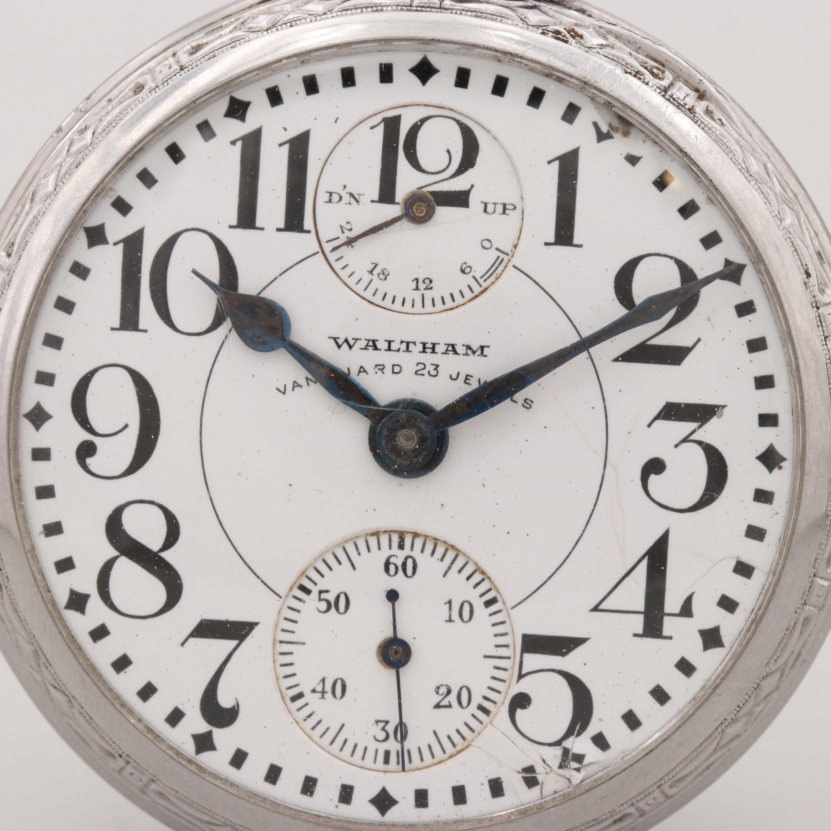 Vintage Waltham Vanguard Up & Down Railroad Grade Pocket Watch, 1935