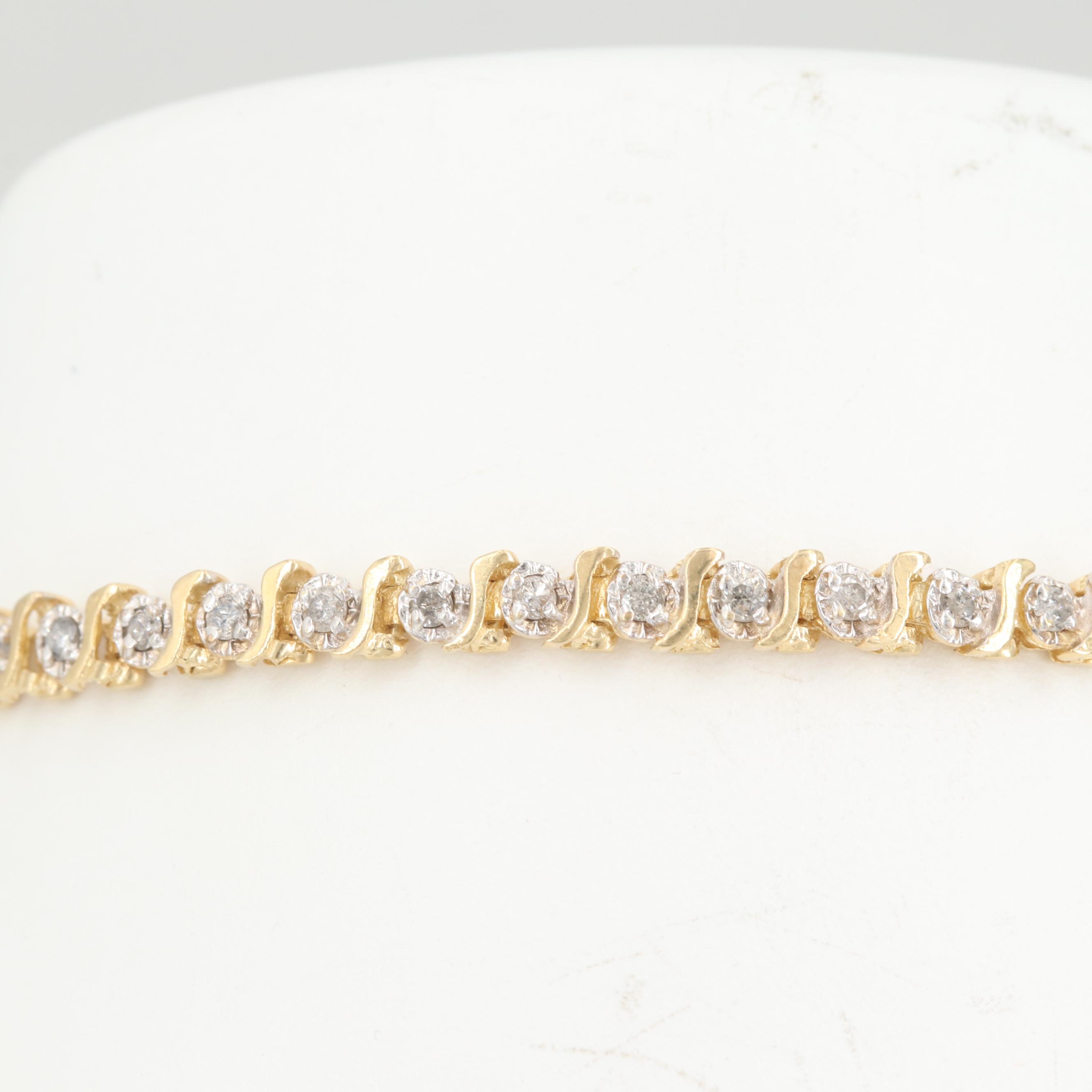 14K Yellow Gold Diamond Bracelet