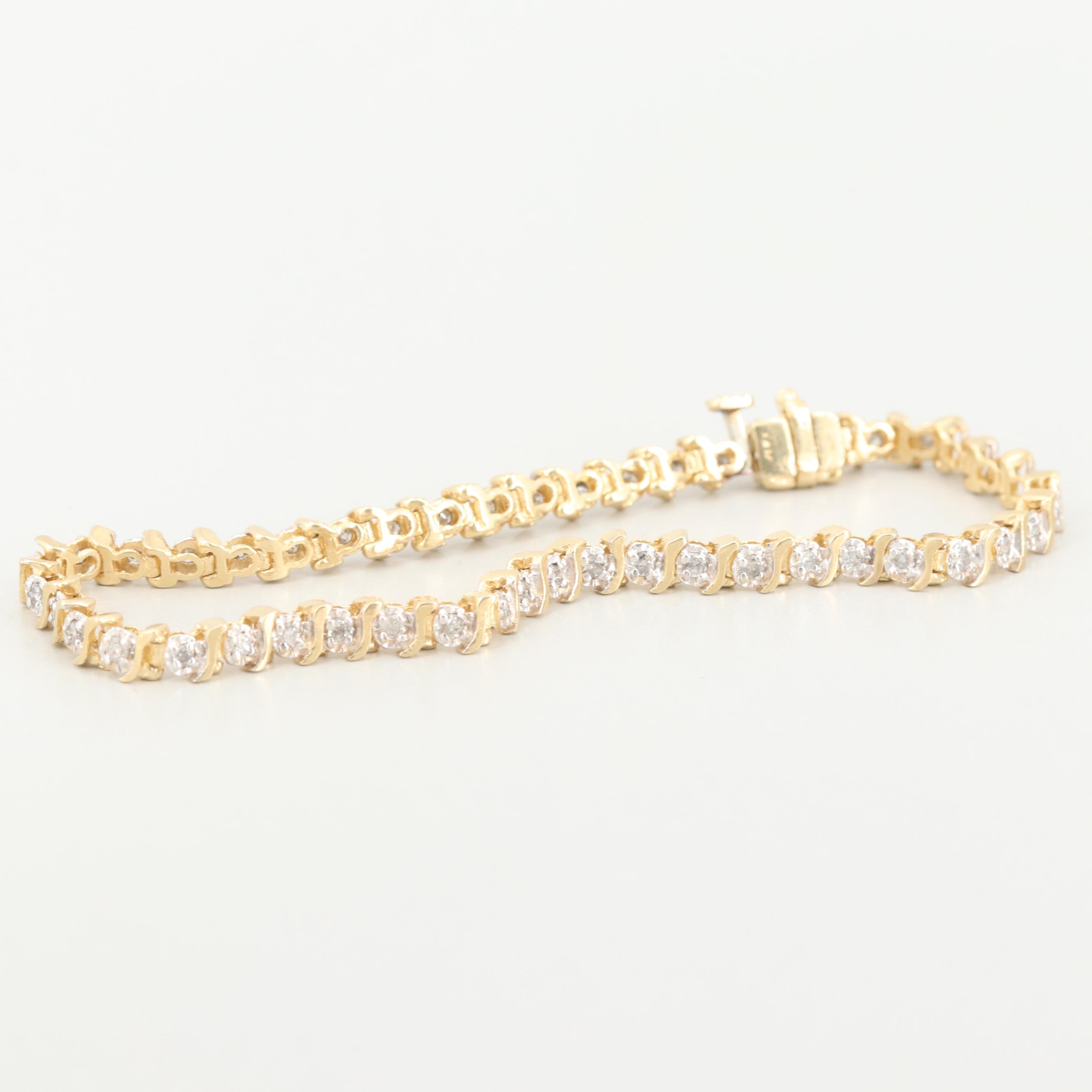 14K Yellow Gold Diamond Bracelet