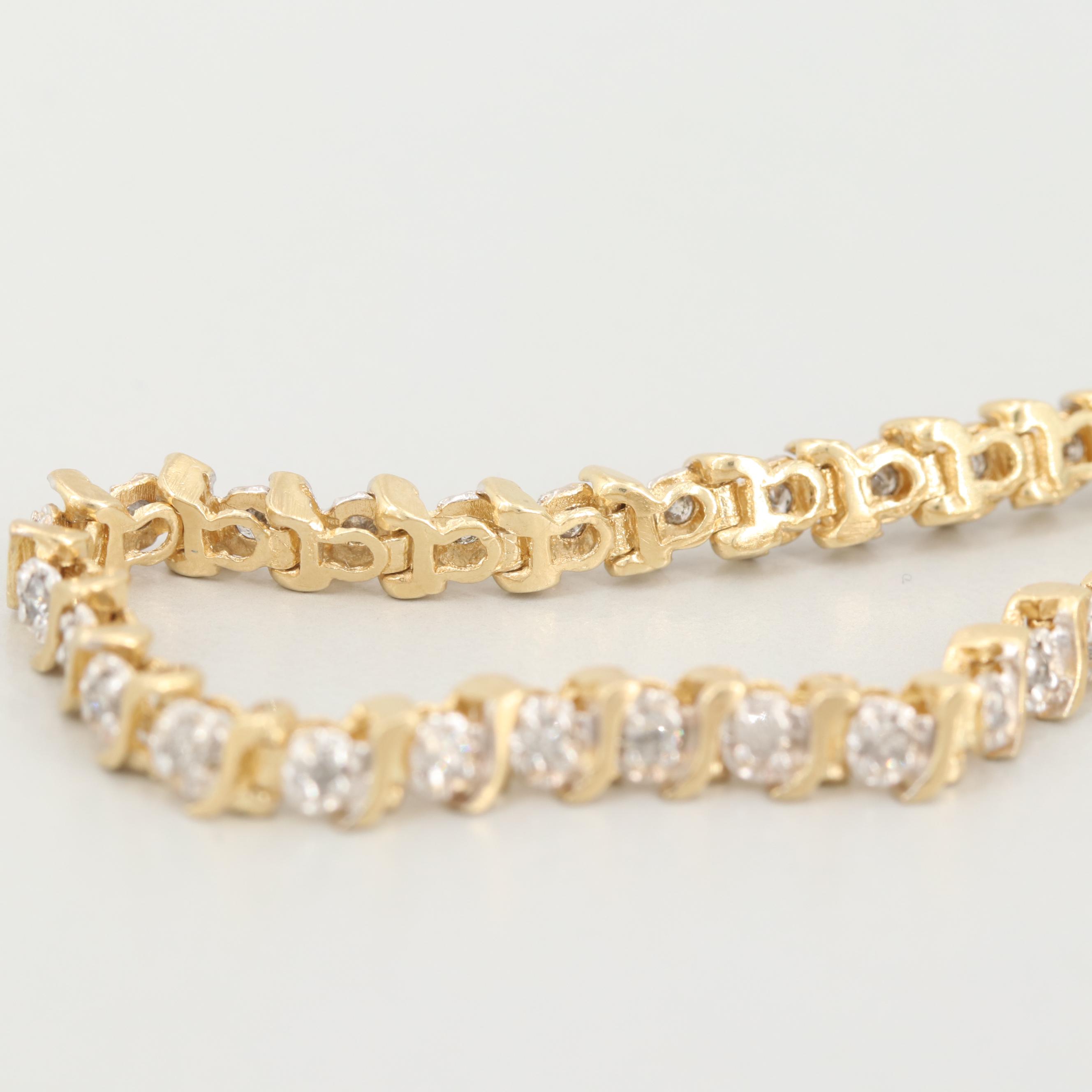 14K Yellow Gold Diamond Bracelet