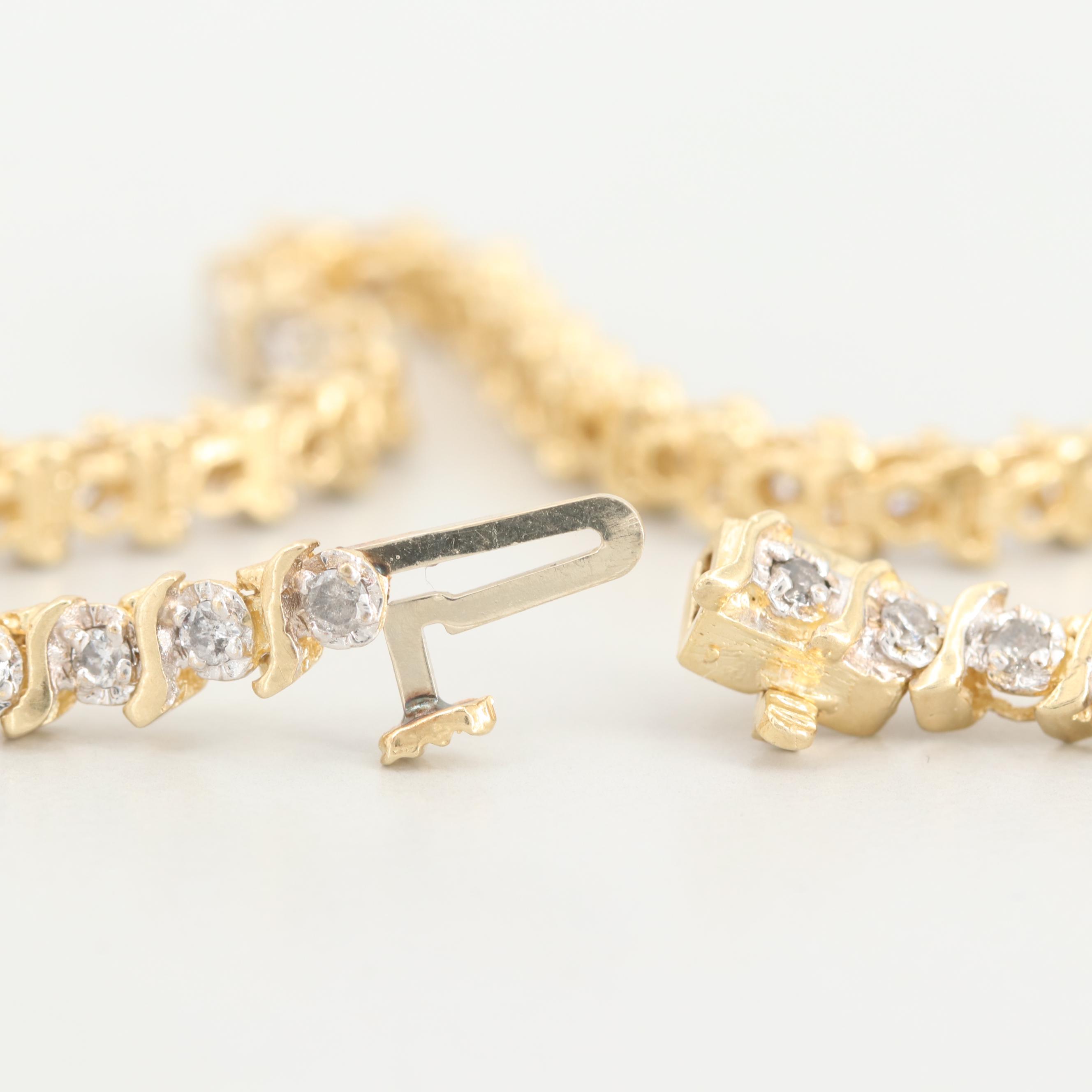 14K Yellow Gold Diamond Bracelet