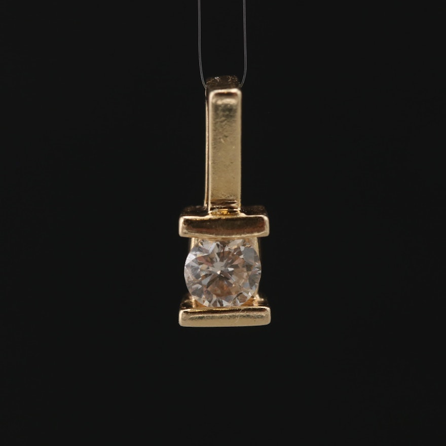 14K Yellow Gold Diamond Pendant