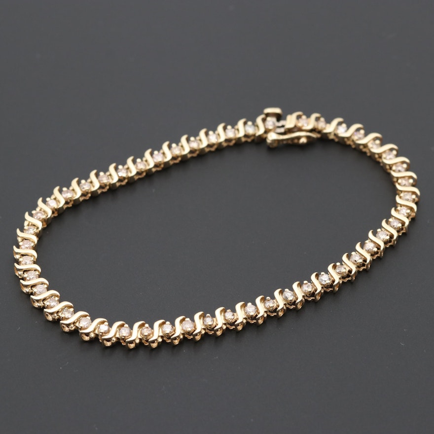 10K Yellow Gold 1.71 CTW Diamond S-Link Bracelet