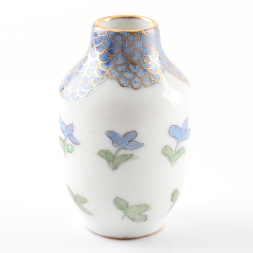 Hand-Painted Limoges Porcelain Floral Vase