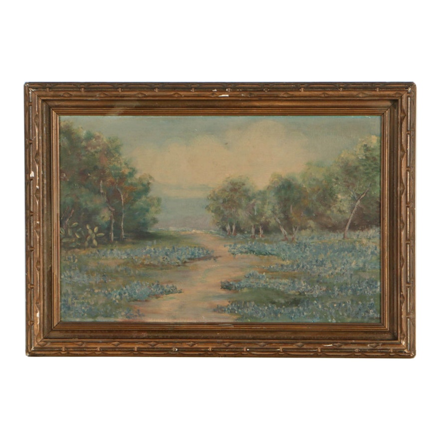 M. Spencer Landscape Oil Painting of Flourished Field