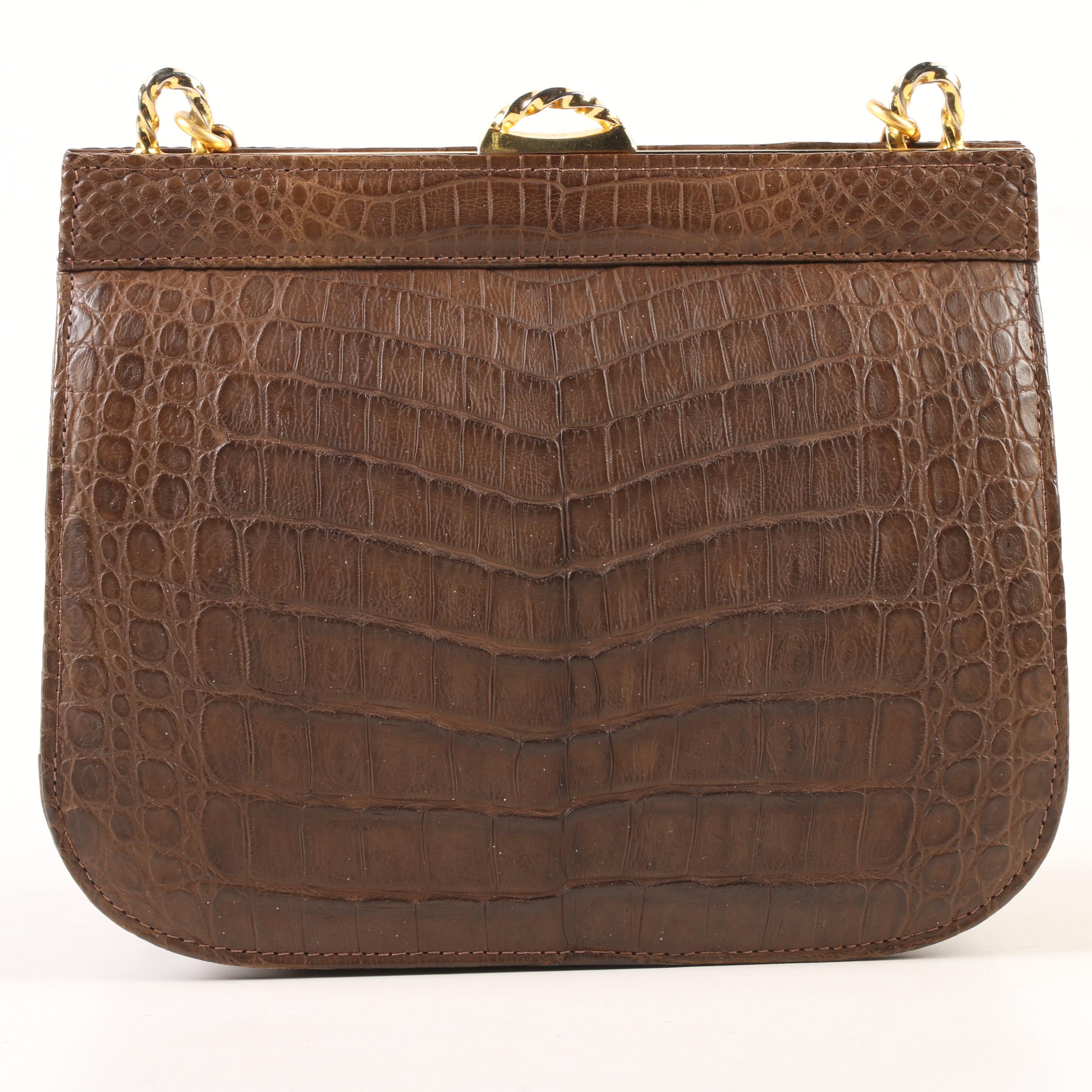 Sacha for Saks Fifth Avenue Crocodile Bag, Made in France, Late 1960's