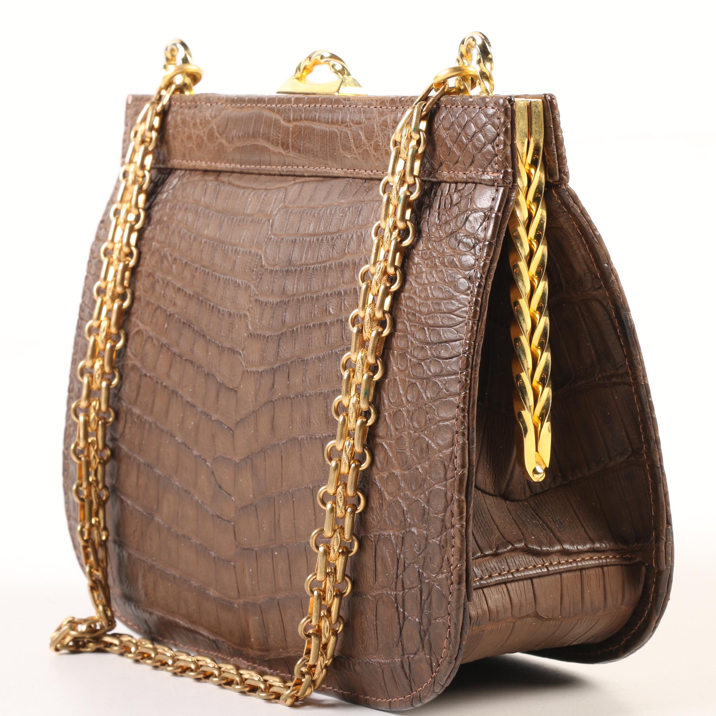 Sacha for Saks Fifth Avenue Crocodile Bag, Made in France, Late 1960's