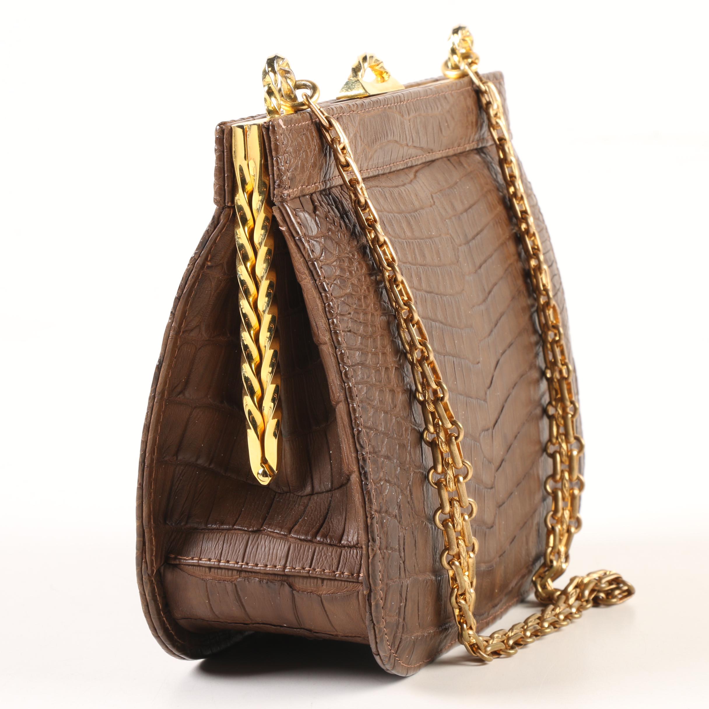 Sacha for Saks Fifth Avenue Crocodile Bag, Made in France, Late 1960's