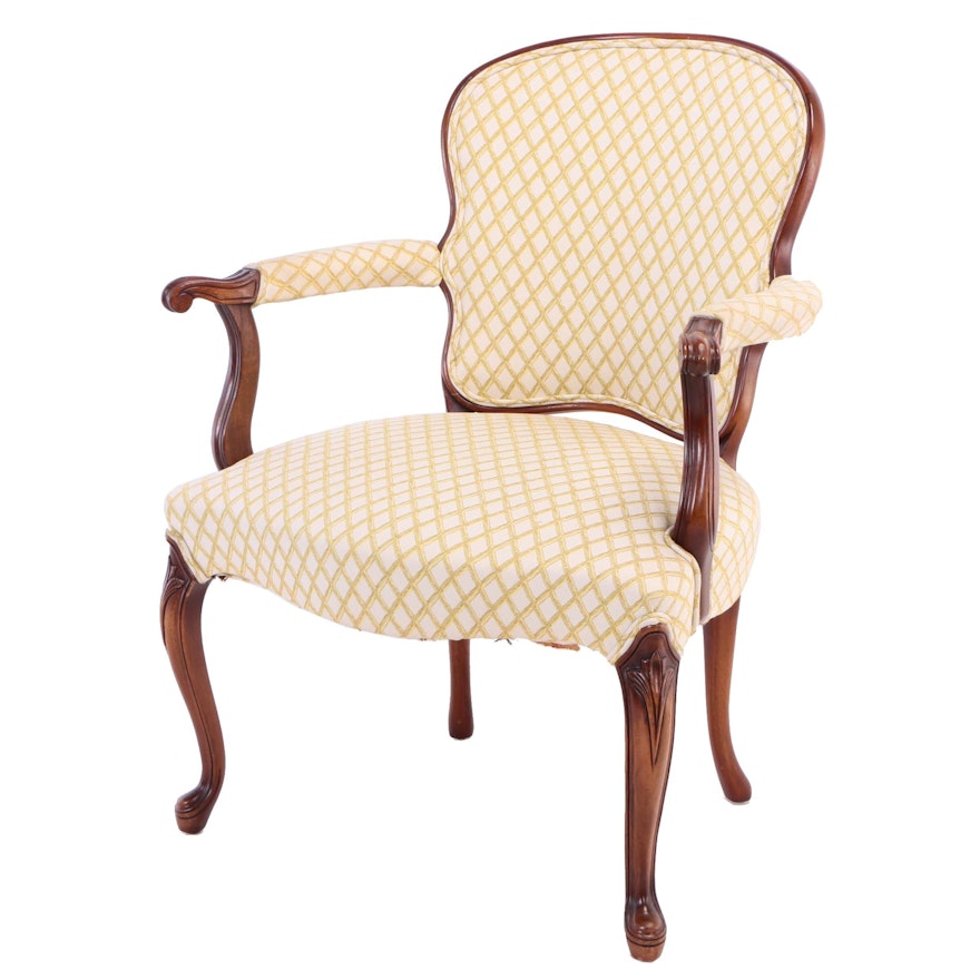 Louis XV Style Carved Mahogany Fauteuil, 20th Century