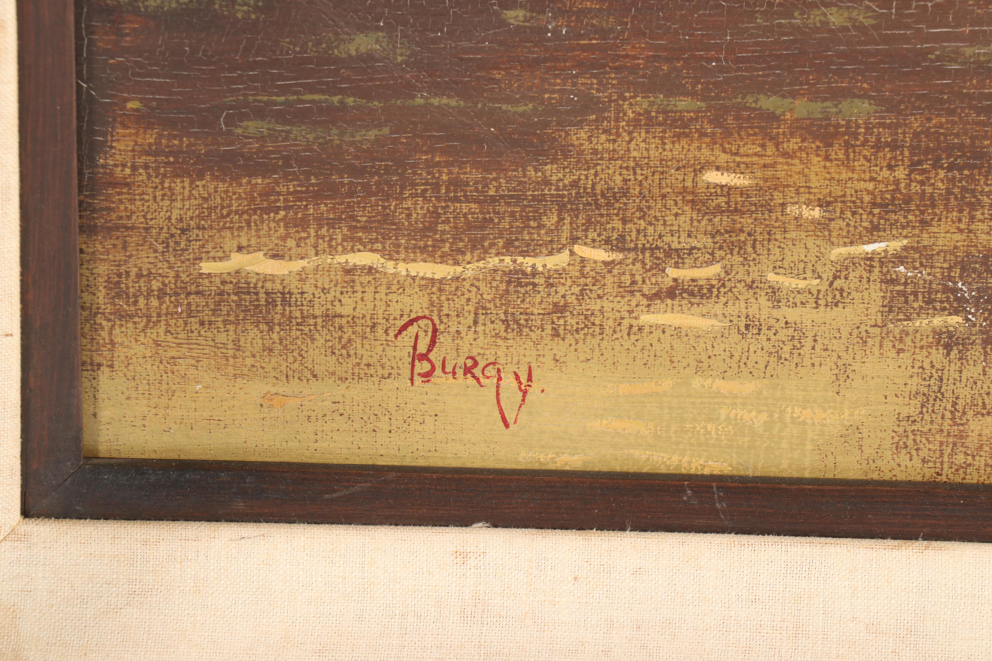 Burgy Harbor Scene Oil Painting