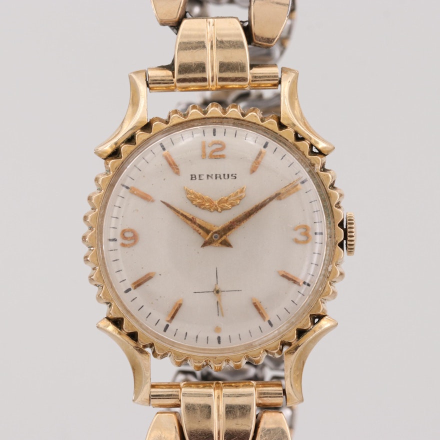 Benrus 10K Gold Filled Wristwatch With Fancy Bezel