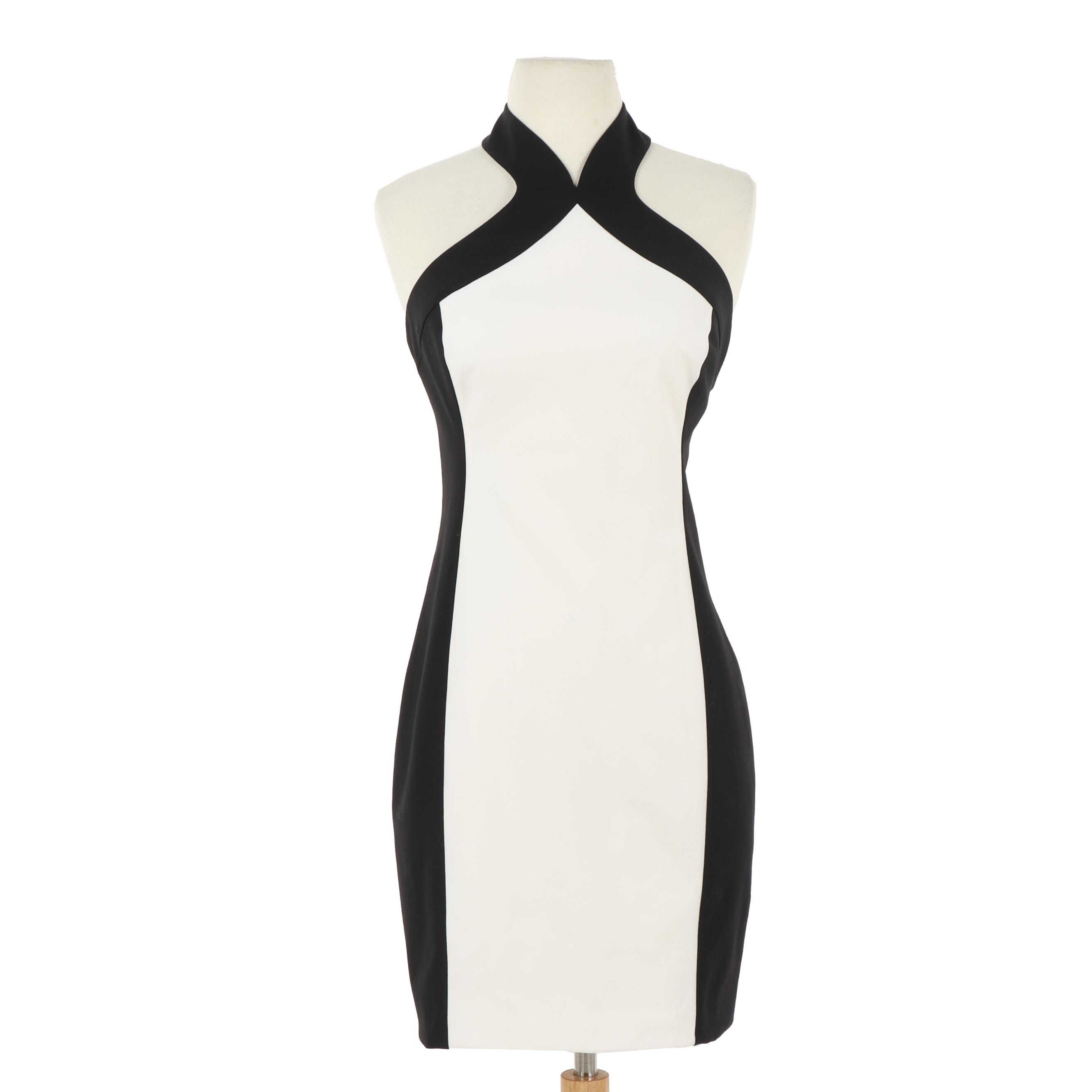 Jason Wu Resort 2013 Black and Cream Fitted Princess Seam Halter Dress