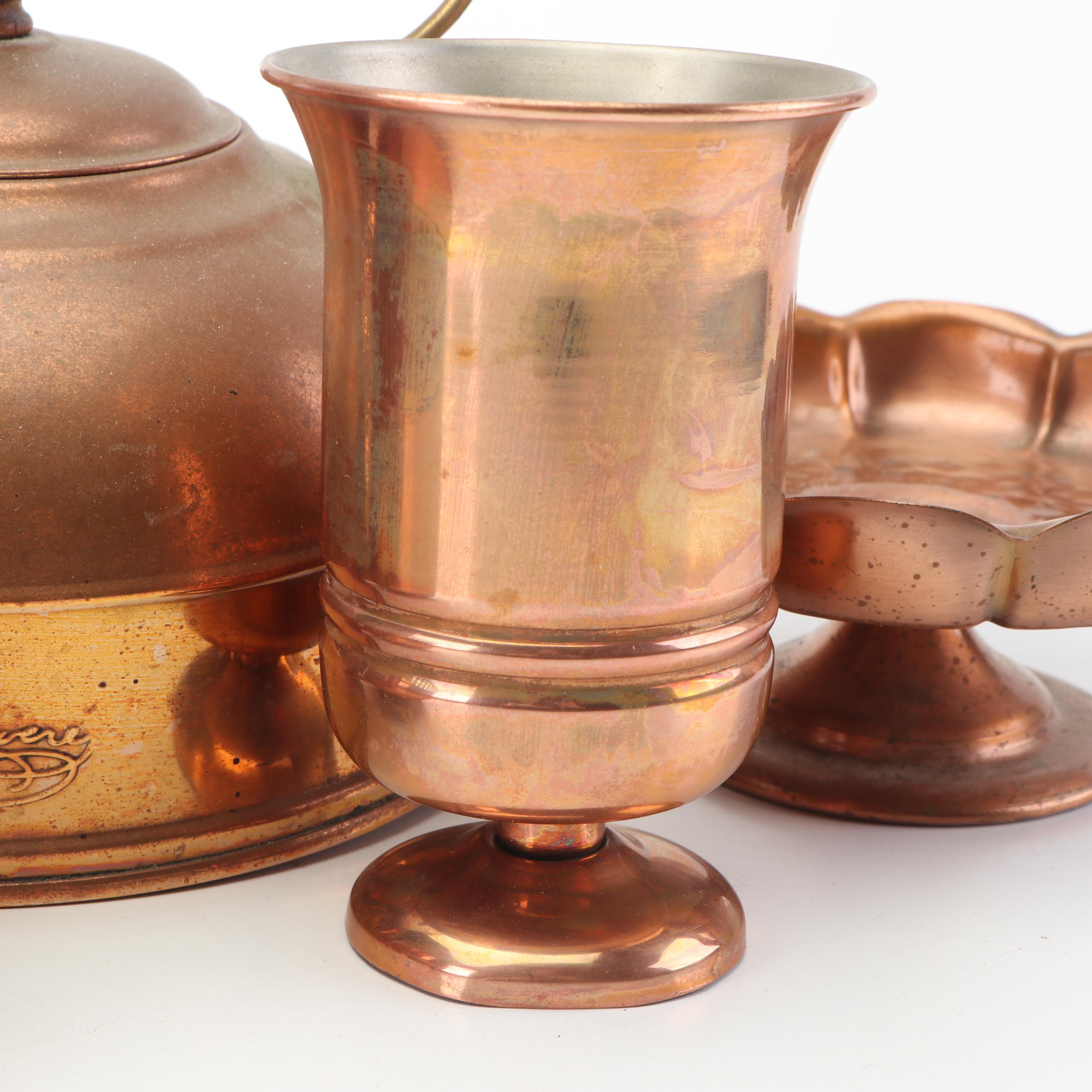 Paul Revere Copper Tea Kettle with Other Kitchenware