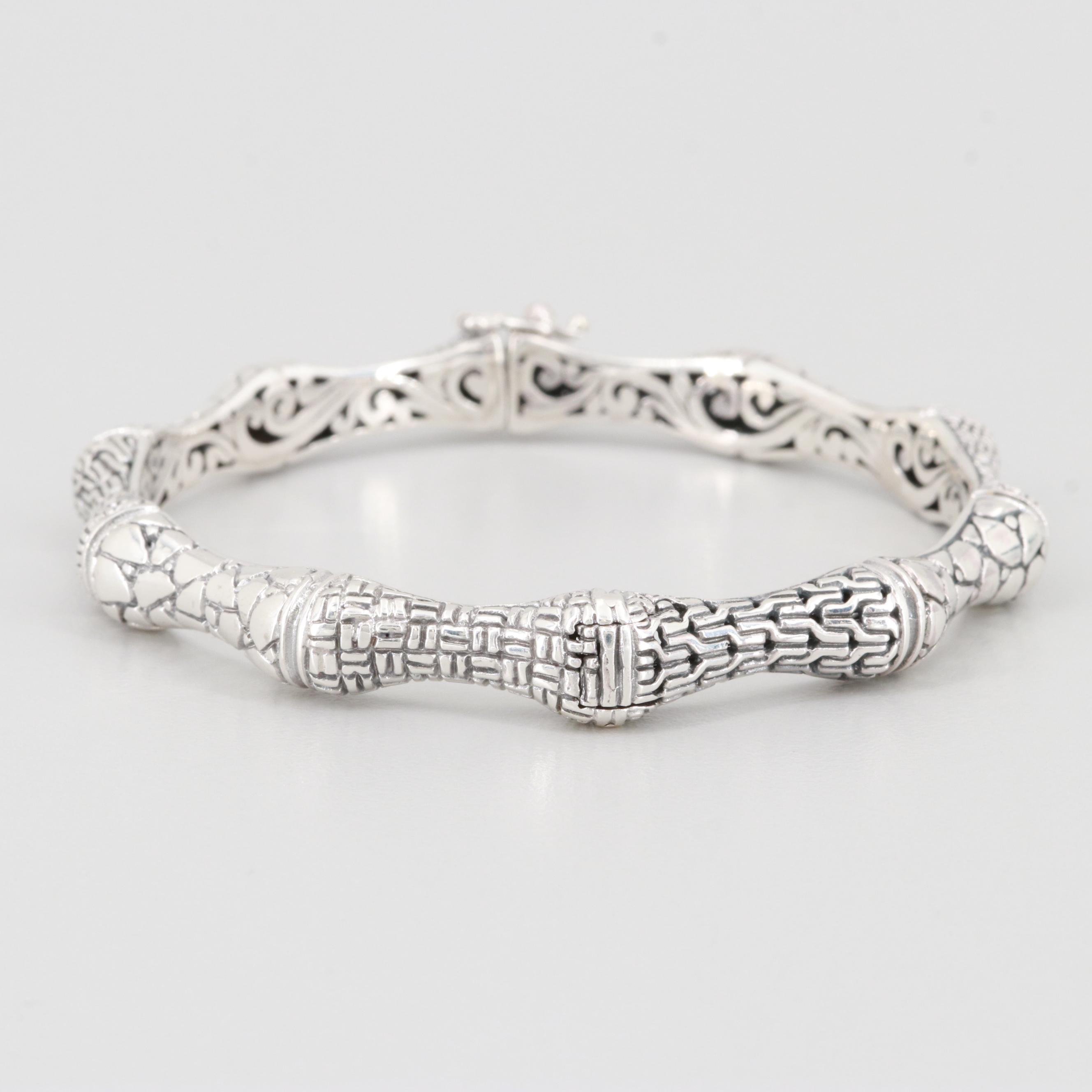 Sarda Sterling Silver Hinged Bracelet