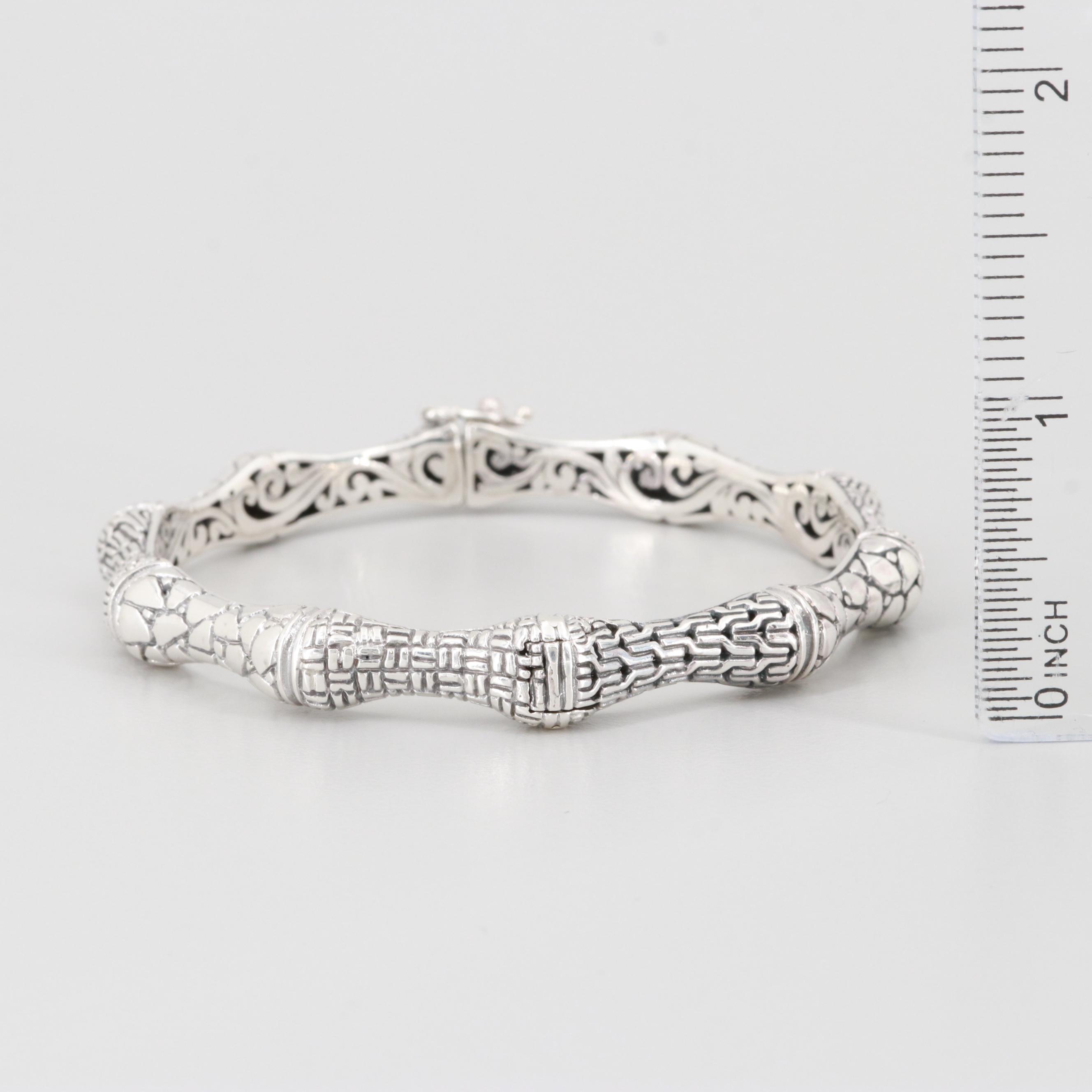 Sarda Sterling Silver Hinged Bracelet