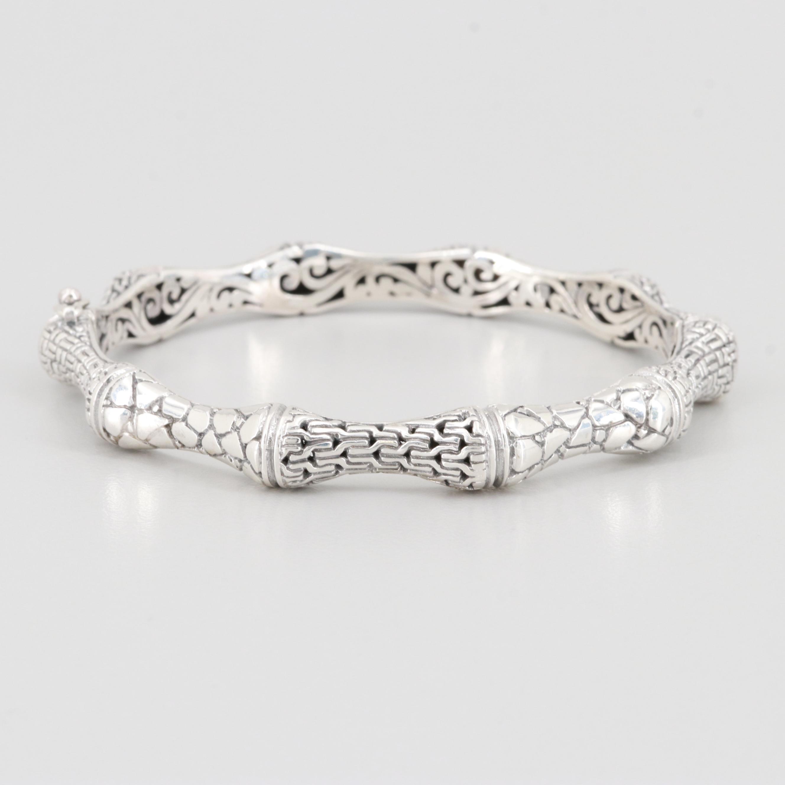 Sarda Sterling Silver Hinged Bracelet