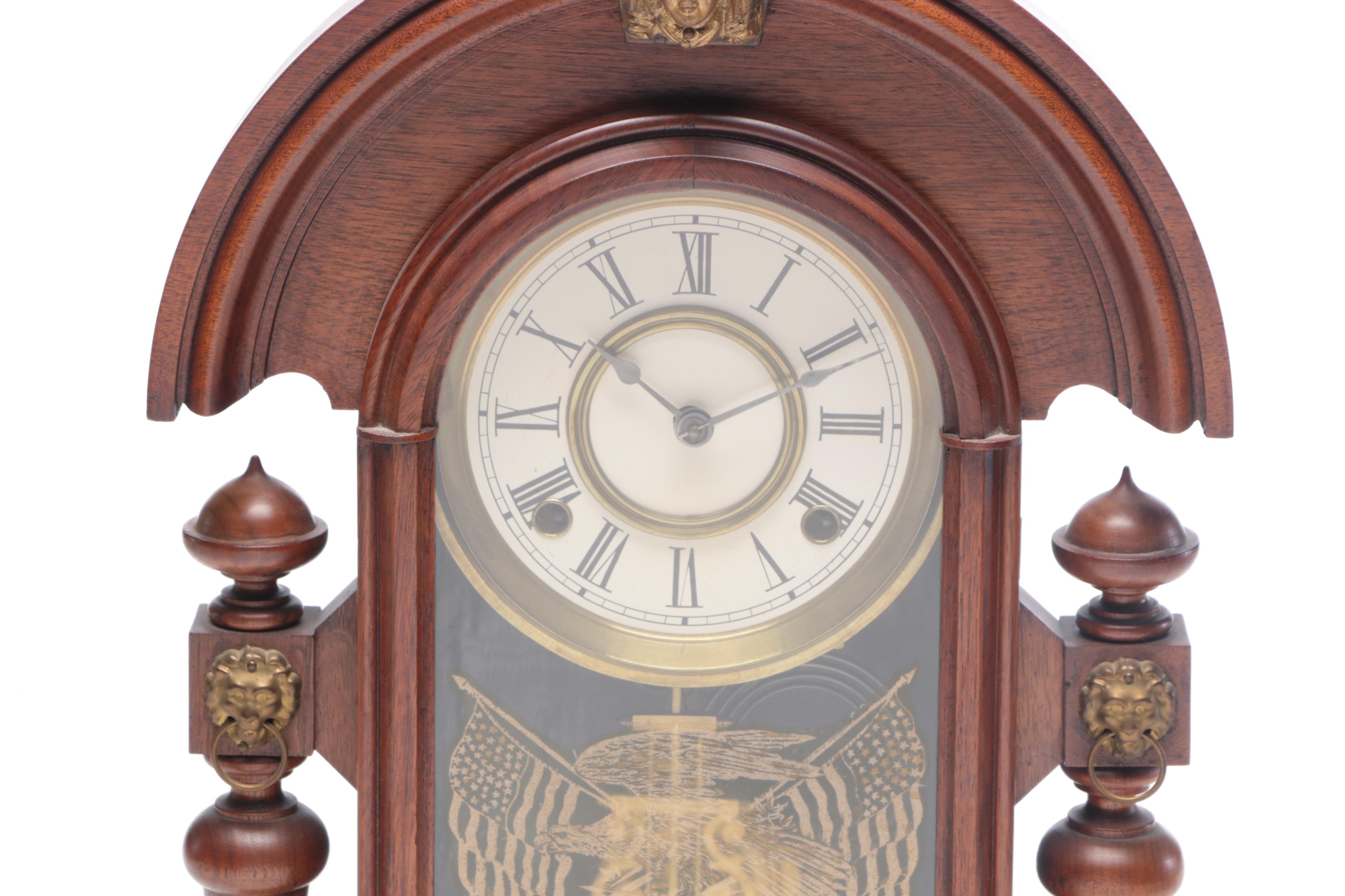 Ansonia "King" Walnut Mantel Clock, Late 19th to Early 20th Century